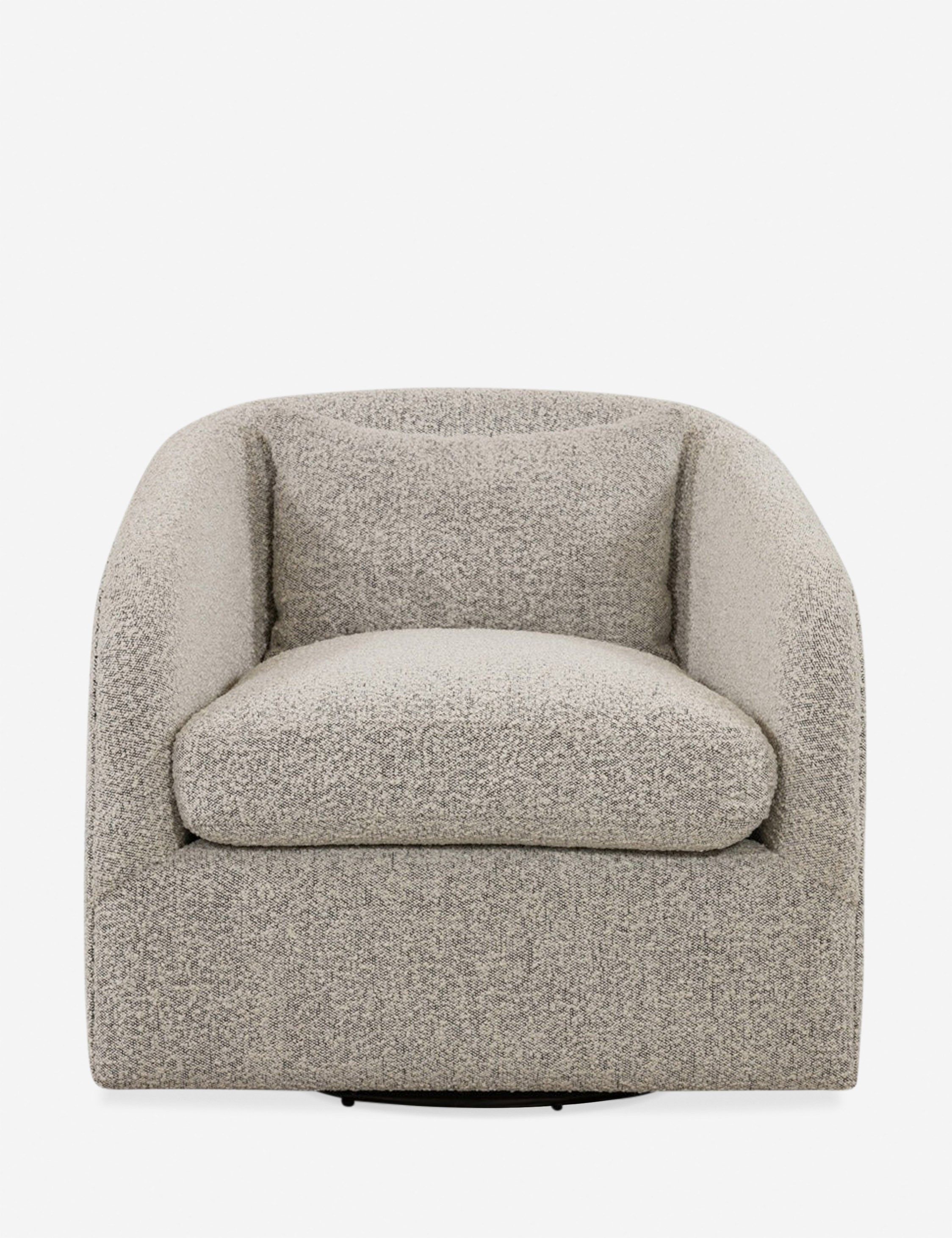 Domino White Leather Swivel Chair with Plush Pillow