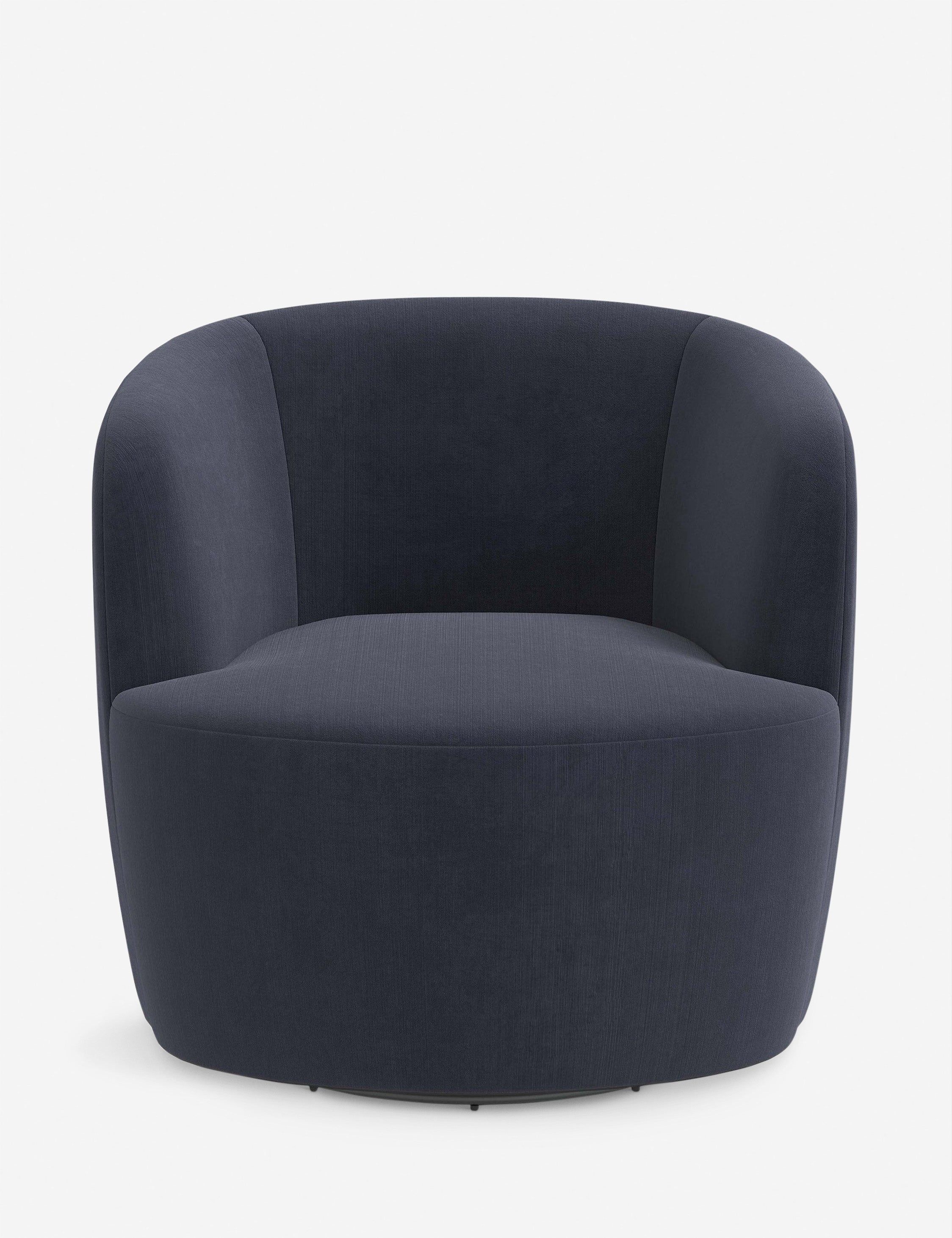 Navy Velvet Modern Swivel Accent Chair