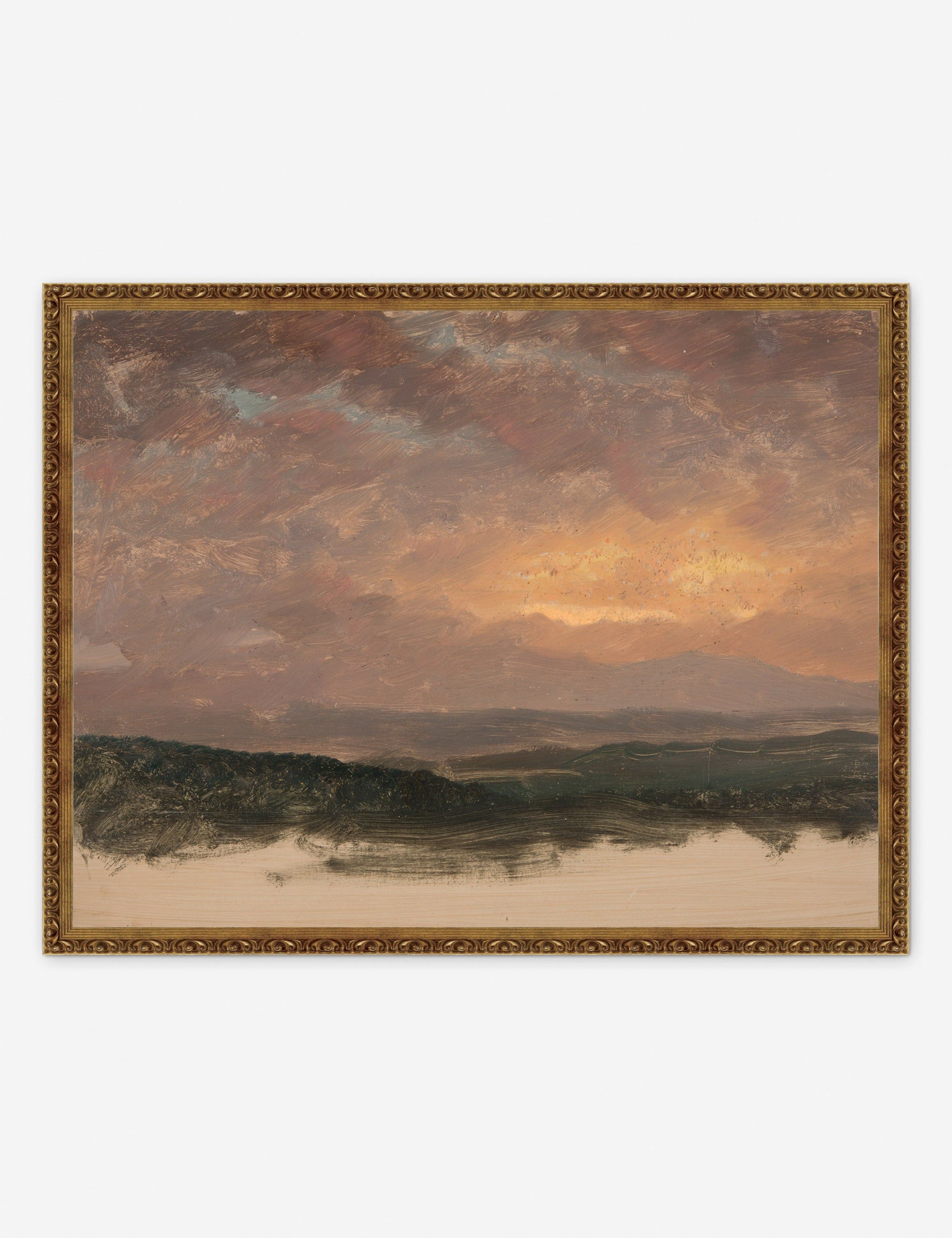 Sunset Over the Catskills Gold Ornate Framed Print 18" x 14"