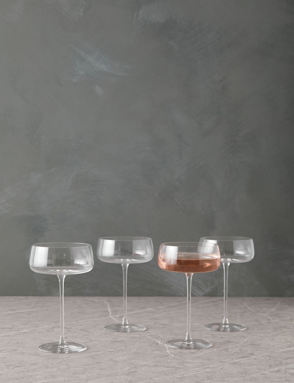 Clear Tall Stemmed Glass Champagne Saucers Set of 4