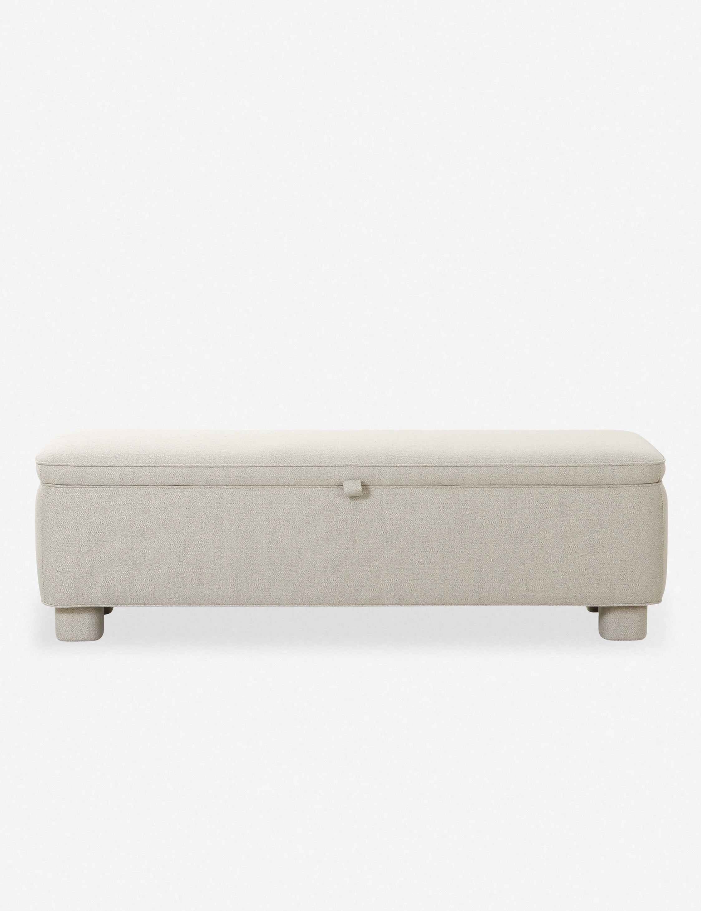 Light Grey Upholstered Storage Bench with Wood Frame