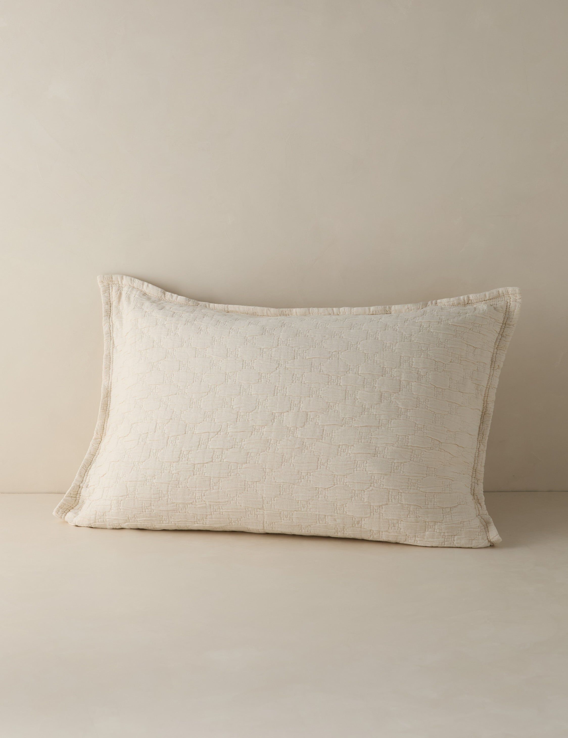 King Size Greige Cotton Matelassé Sham Pillowcase