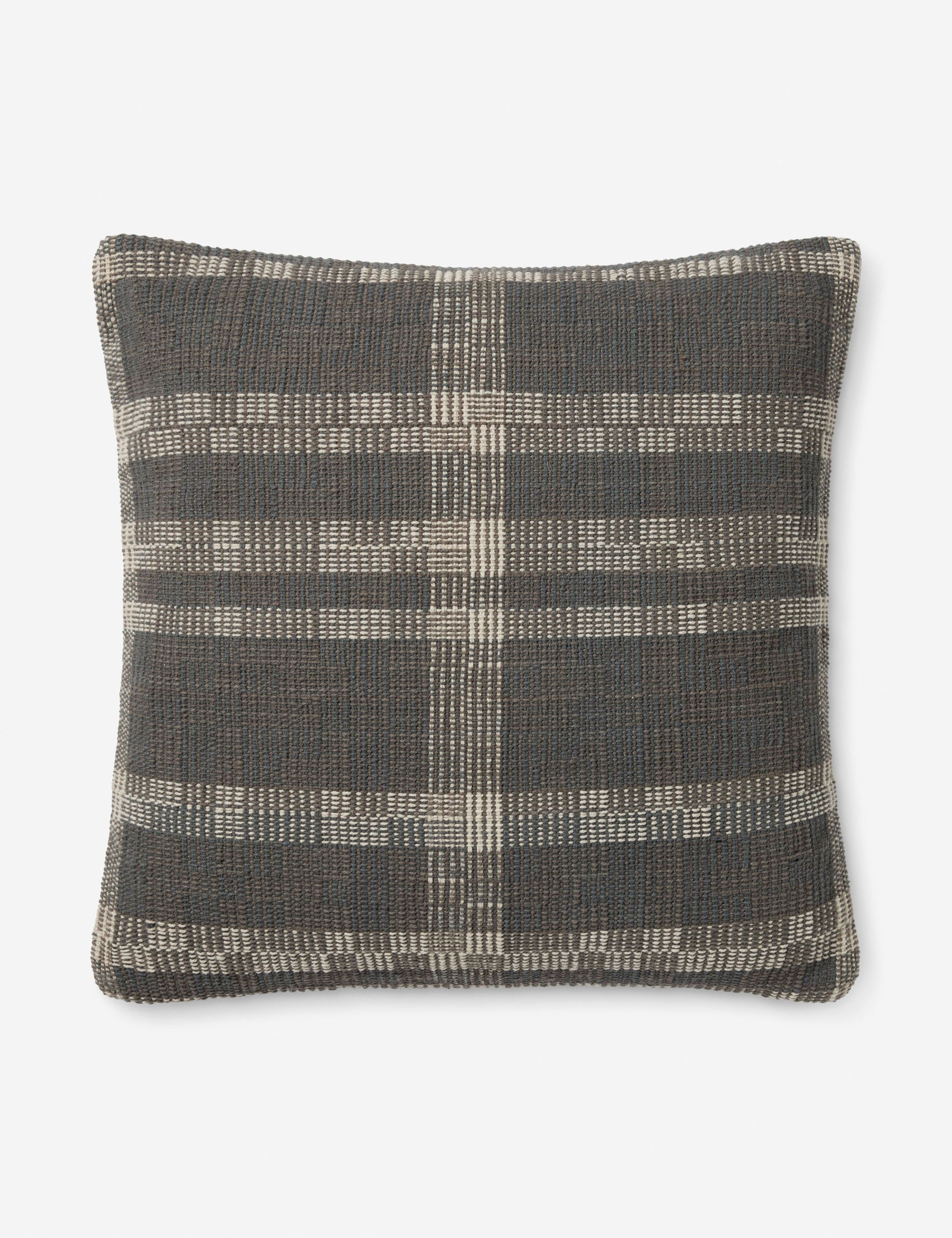 Amber Lewis x Loloi 18" Smoke and Natural Cotton Pillow with Down Insert