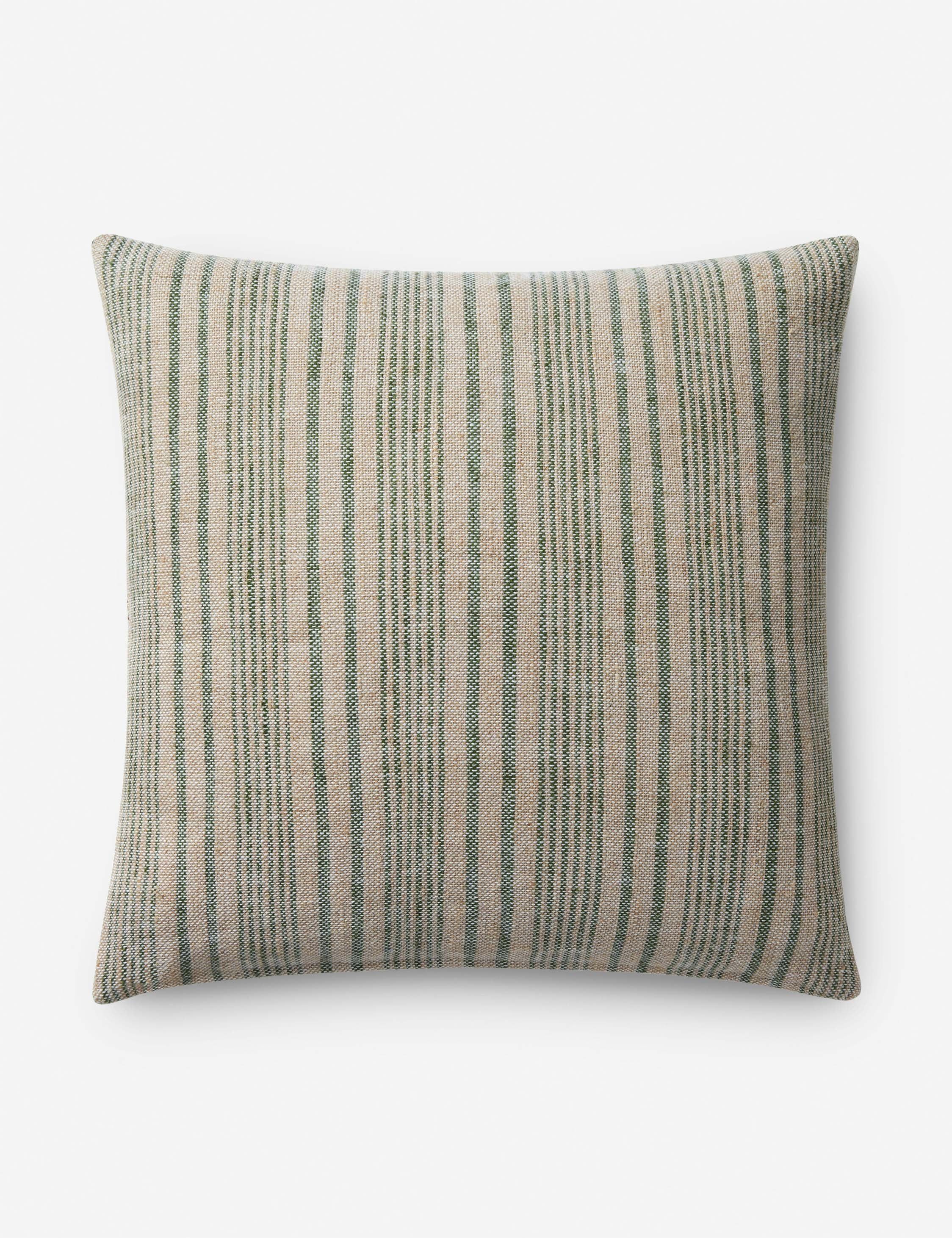 Elaine 18" Beige and Sage Square Cotton Jute Pillow