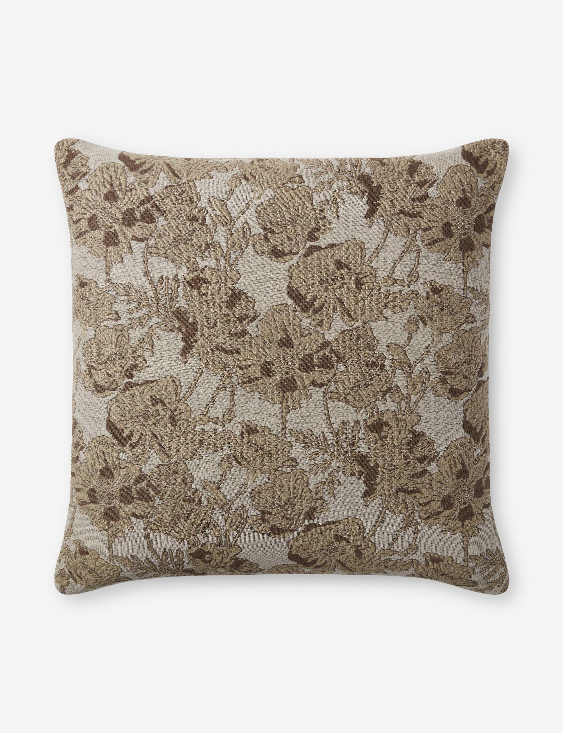 Matilda Beige and Mocha Floral 18'' Round Pillow