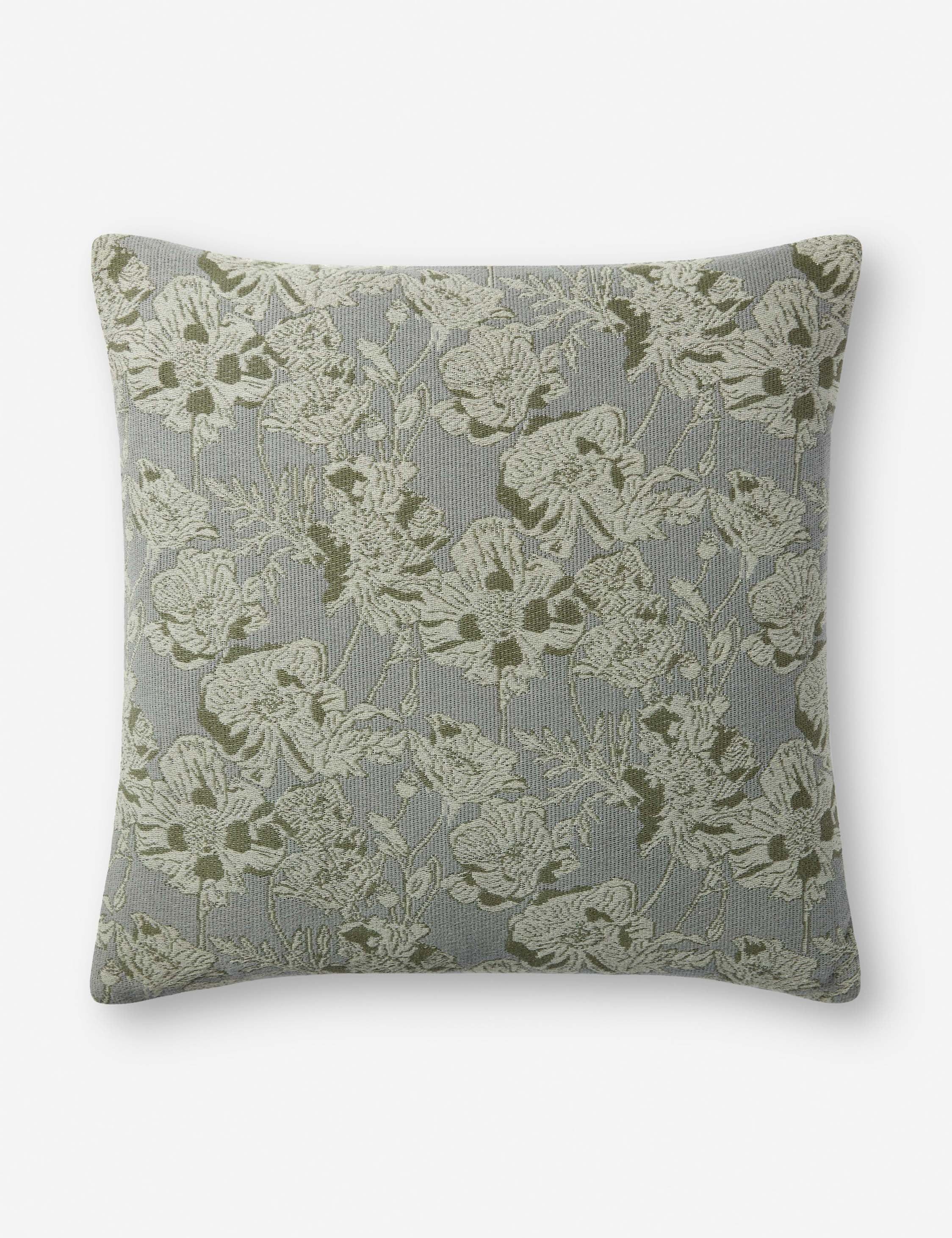 Silver Sage Round Floral Decorative Pillow Cover 18" x 18"