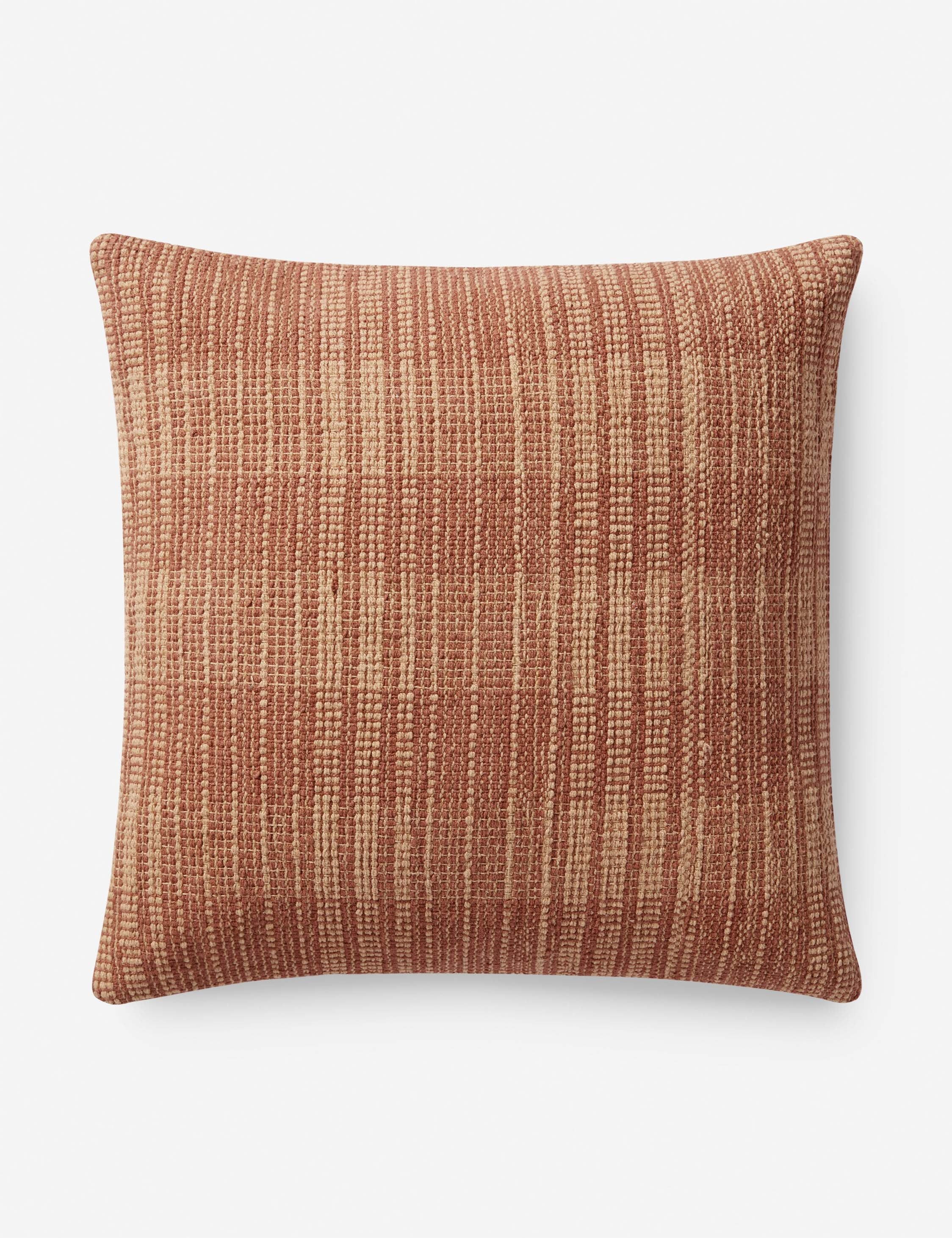 Terracotta and Beige Woven Cotton Square Pillow, 18 in