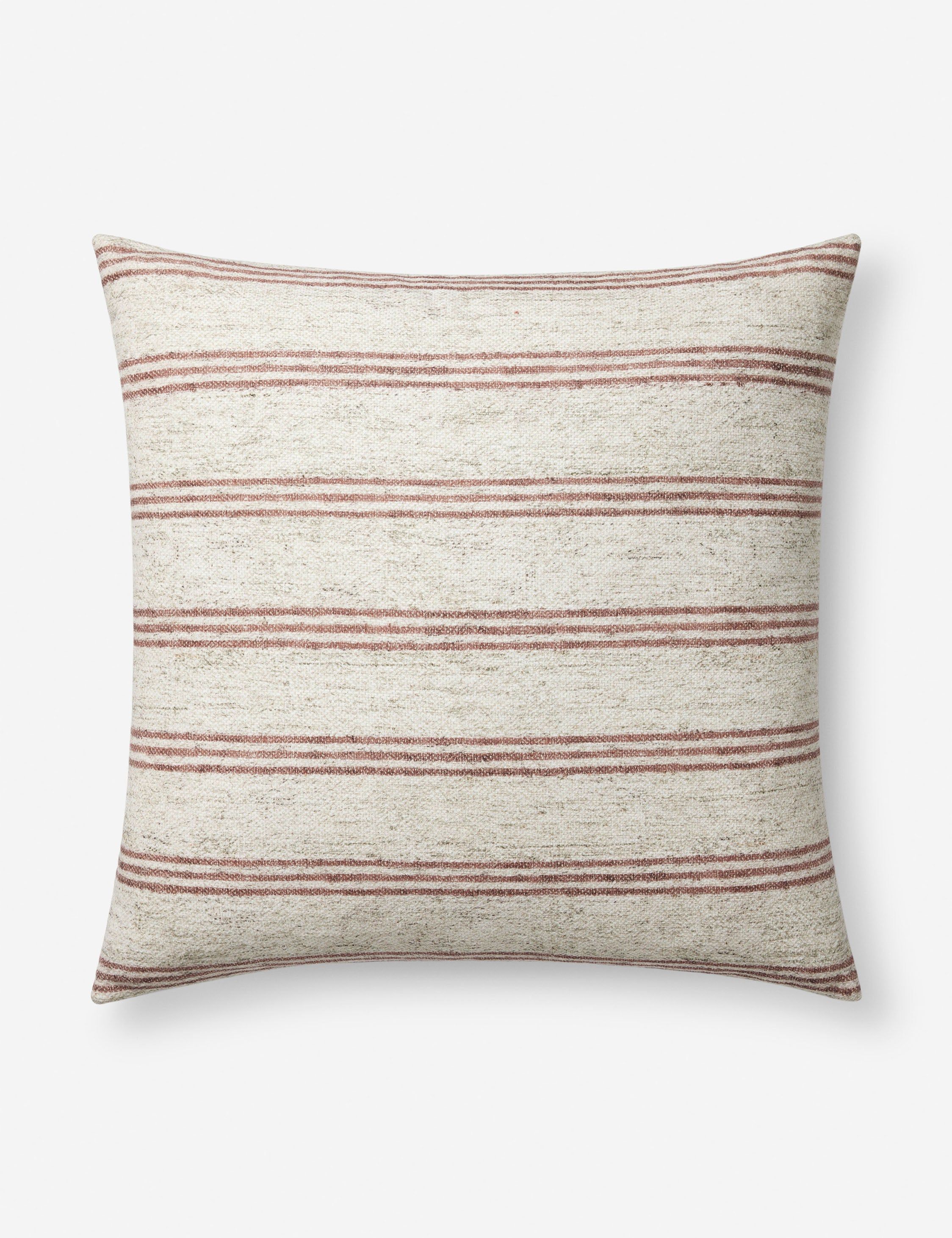 Natural and Wine Striped 22" x 22" Polyester Pillow