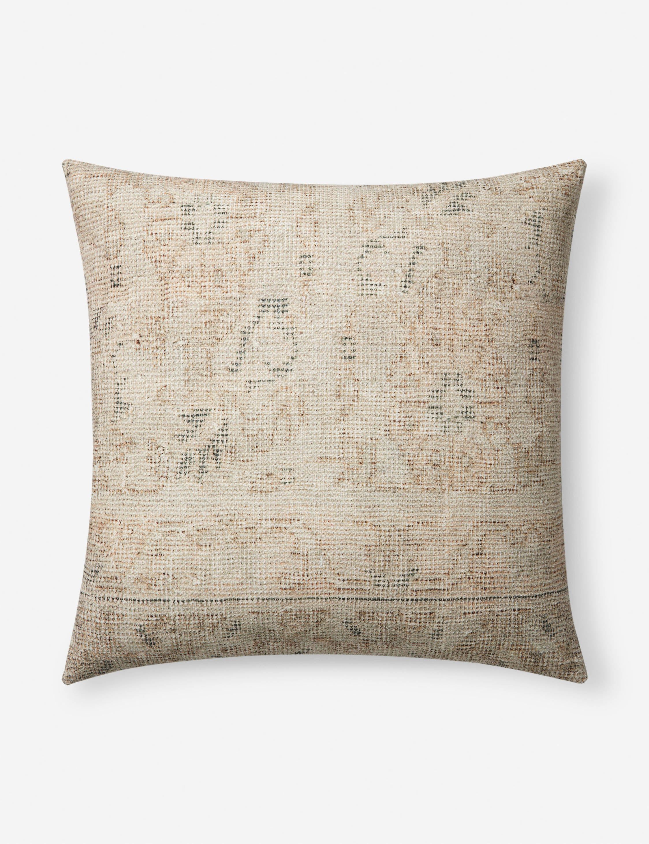 Celestia Pillow by Amber Lewis x Loloi - Natural and Blue / 22" x 22" / Polyester