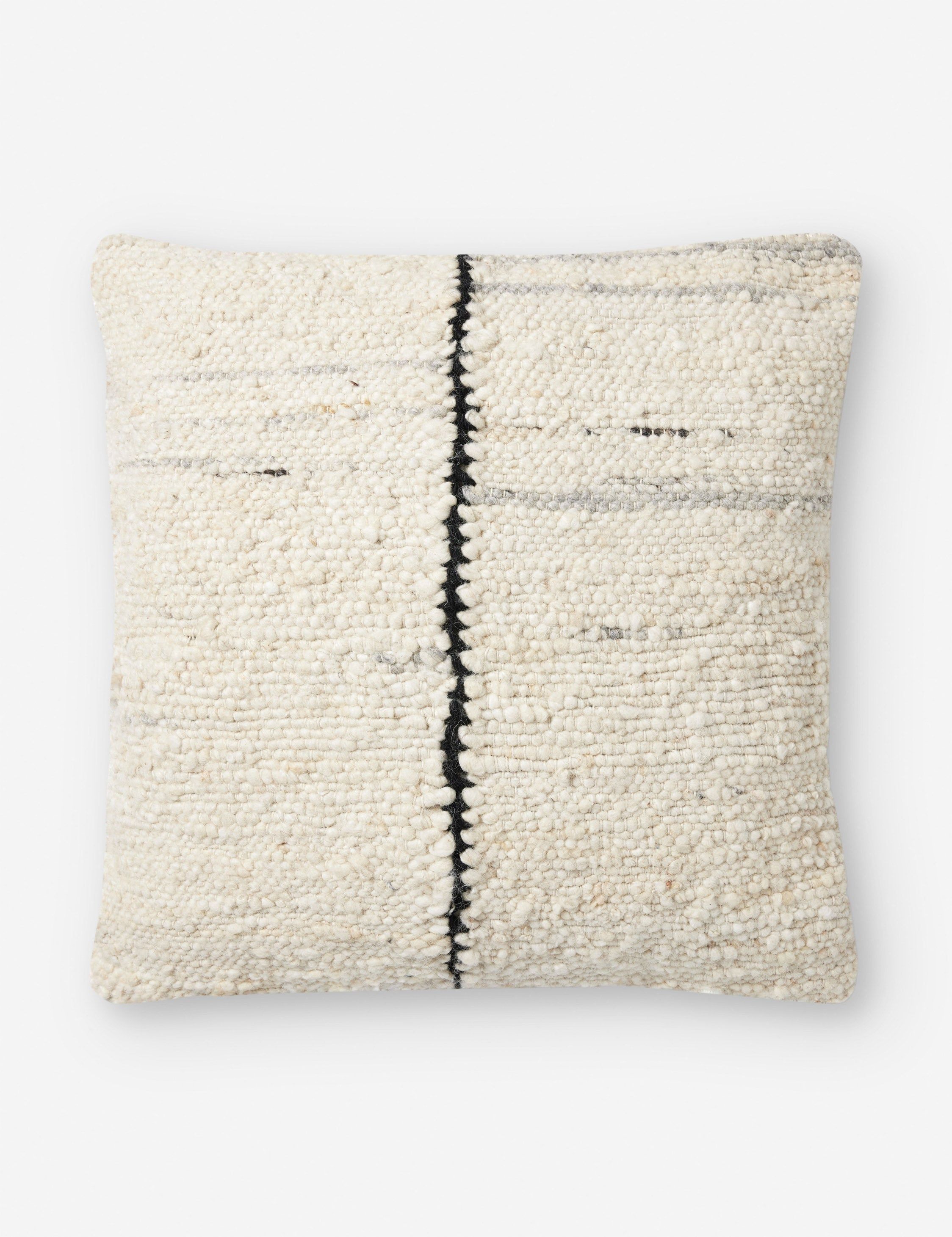 Amber Lewis Ivory and Black Wool Blend Pillow with Down Insert