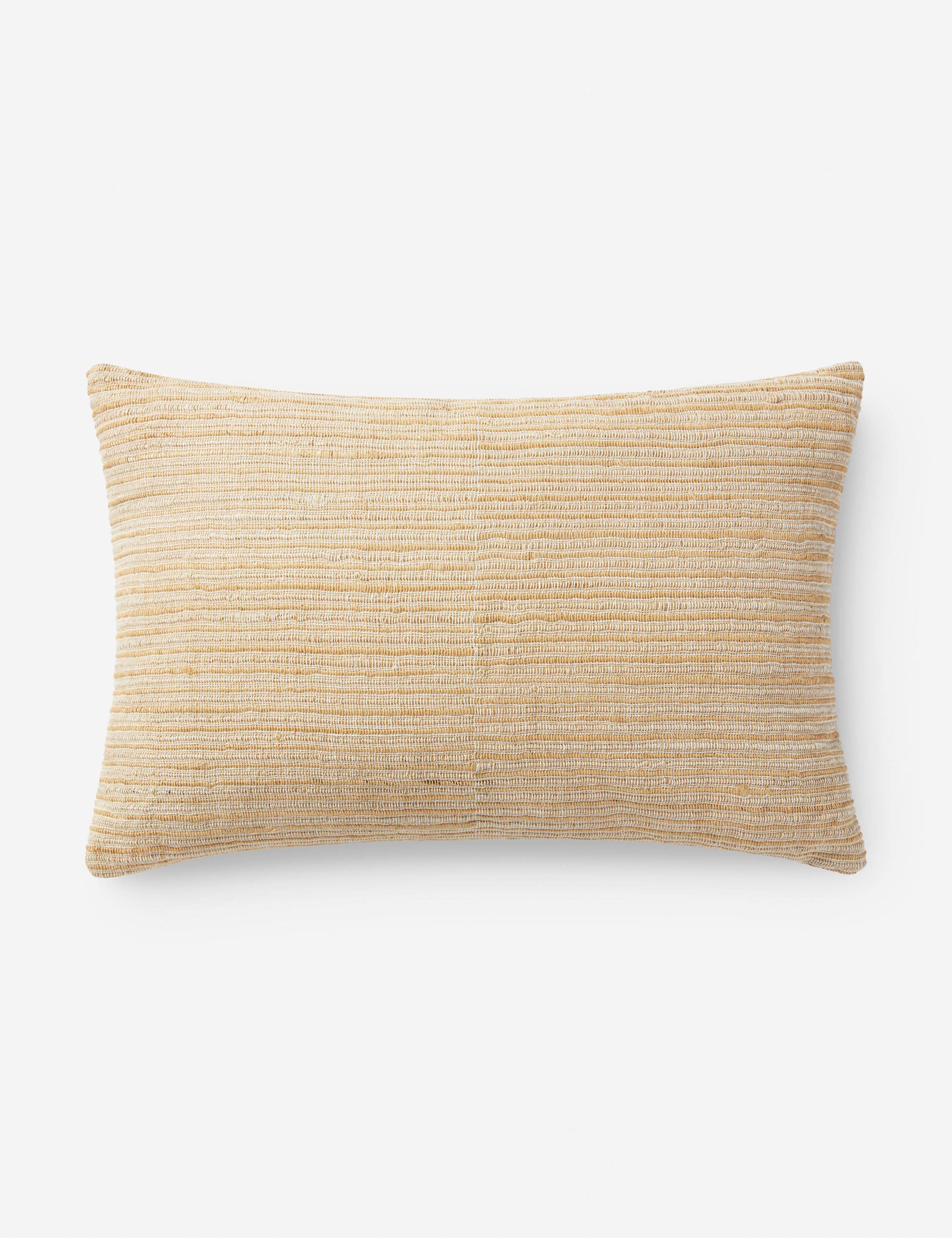 Ivory Jute Blend Lumbar Pillow with Down Insert