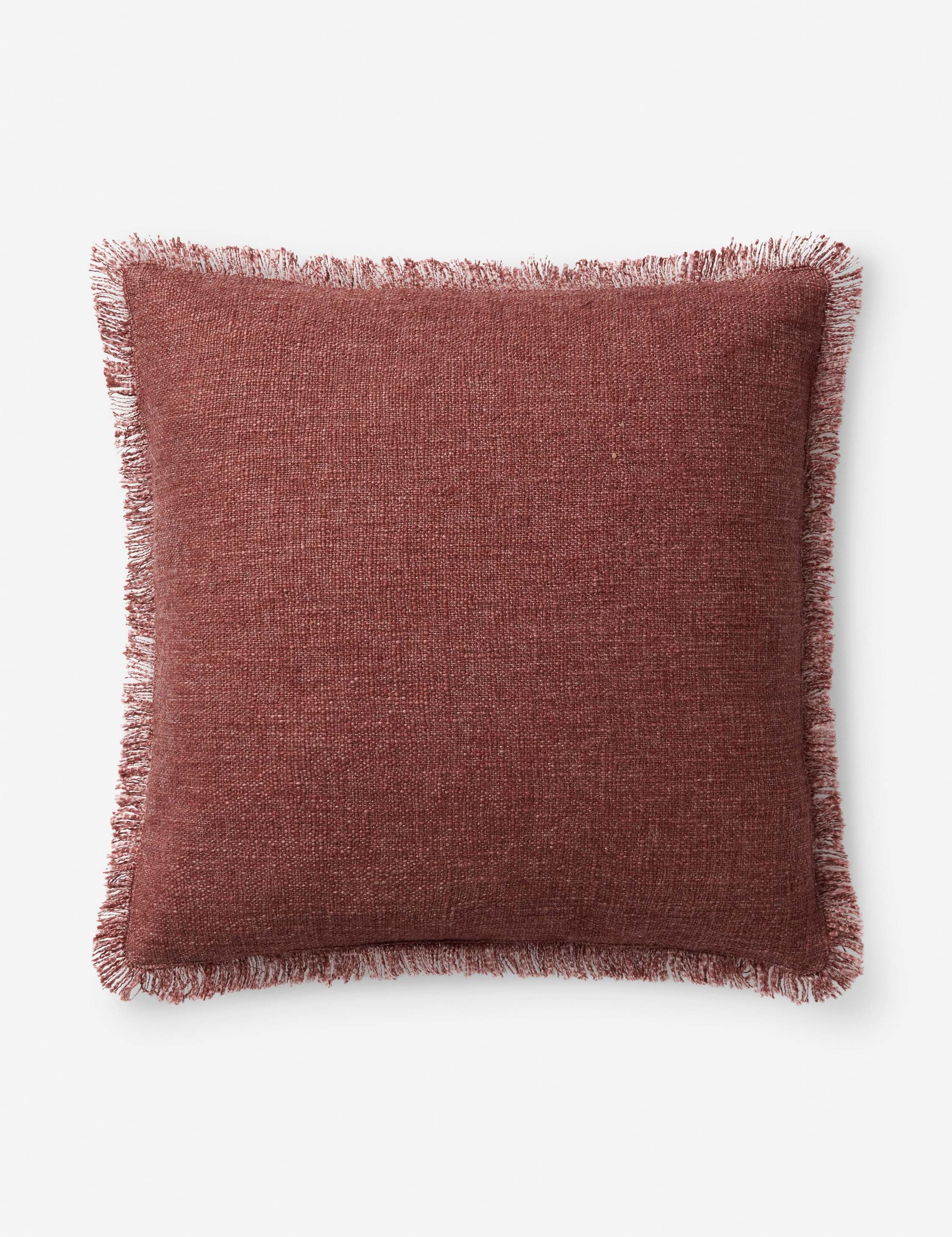 Wine Fringed 18" x 18" Down Accent Pillow