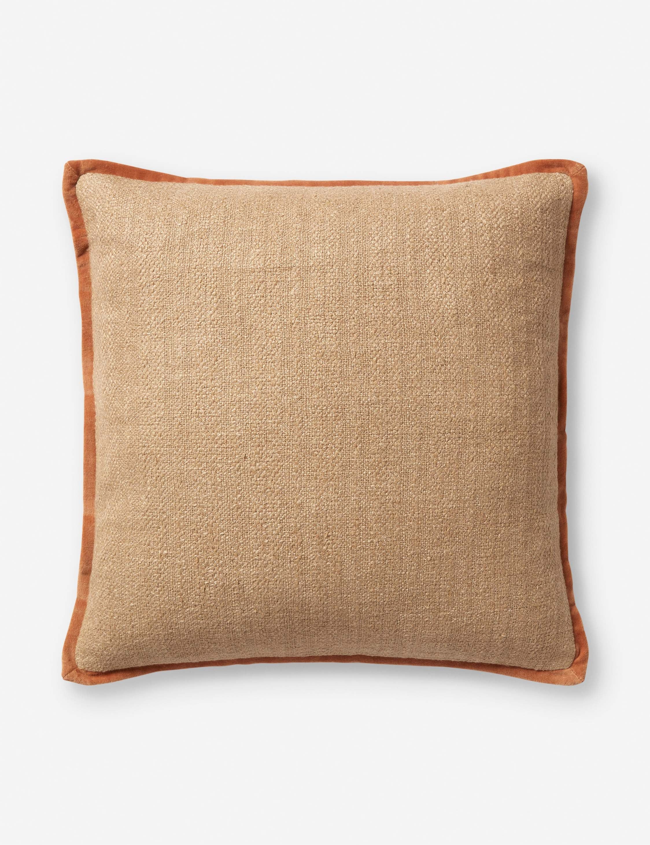 Aveline Pillow by Amber Lewis x Loloi - Natural and Rust / 18" x 18" / Down