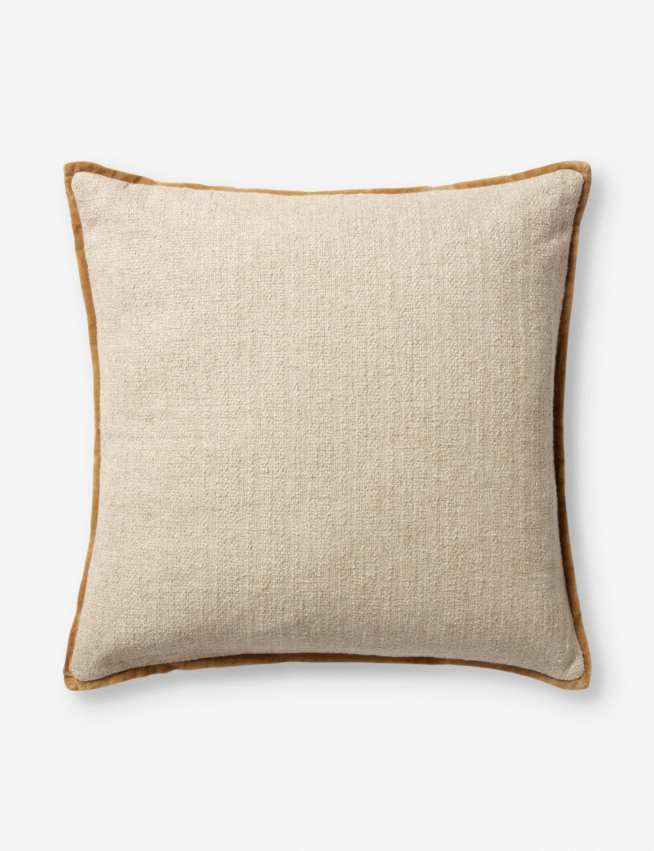 Ivory and Gold 22" Textured Linen Cotton Pillow