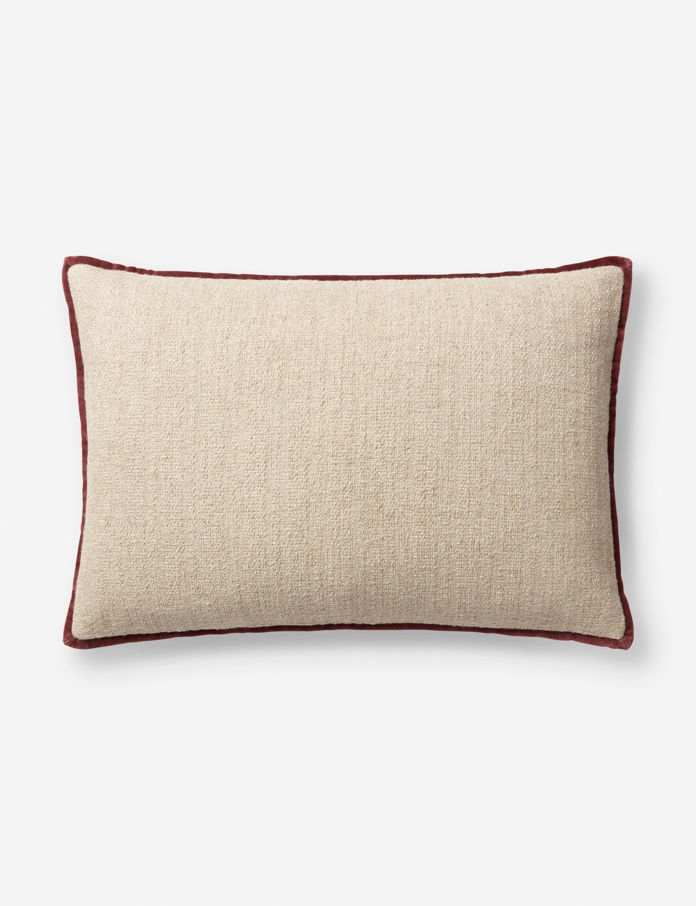 Ivory and Wine 16" x 26" Linen Cotton Accent Pillow