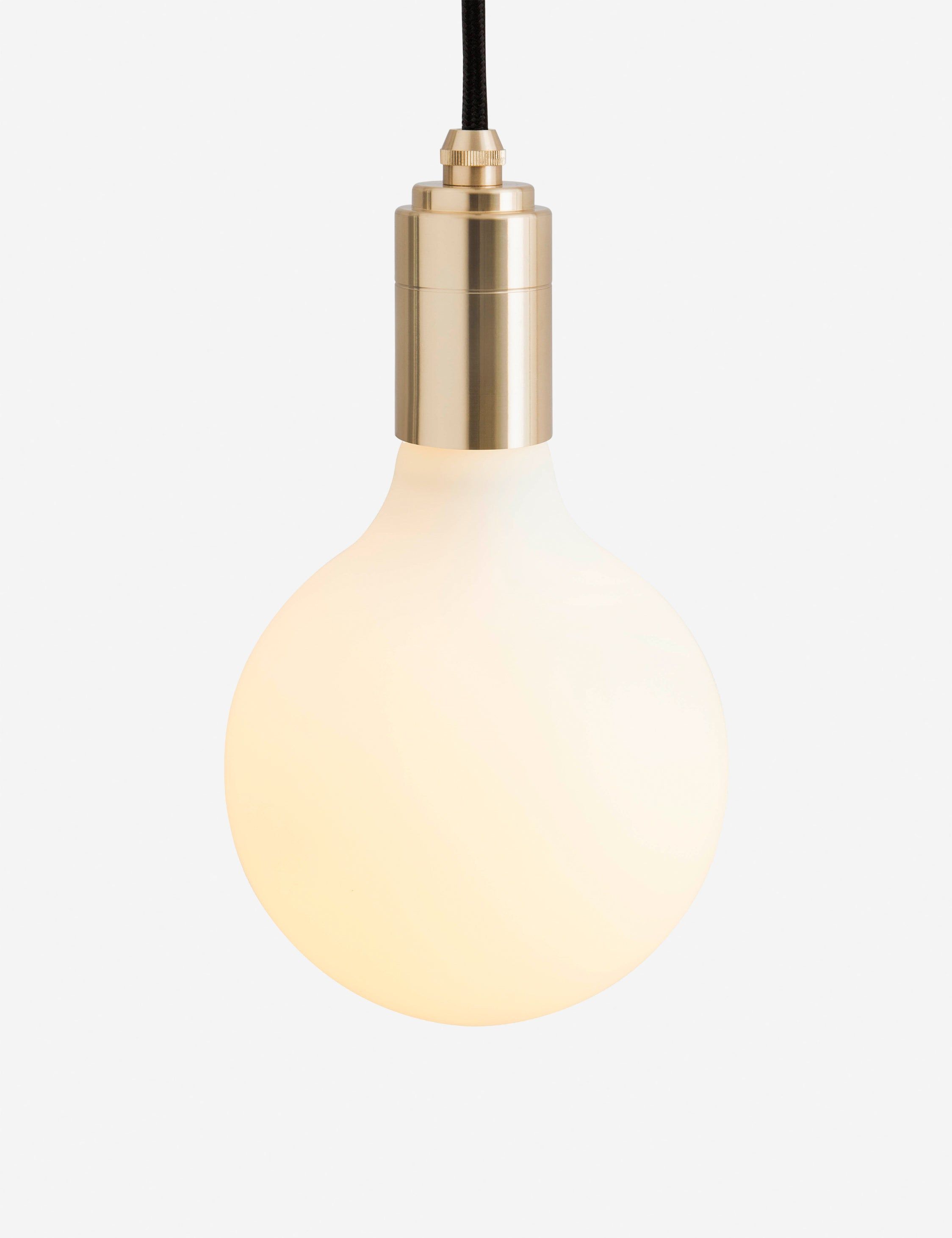 Brass and Matte White Glass Globe Pendant Light with LED