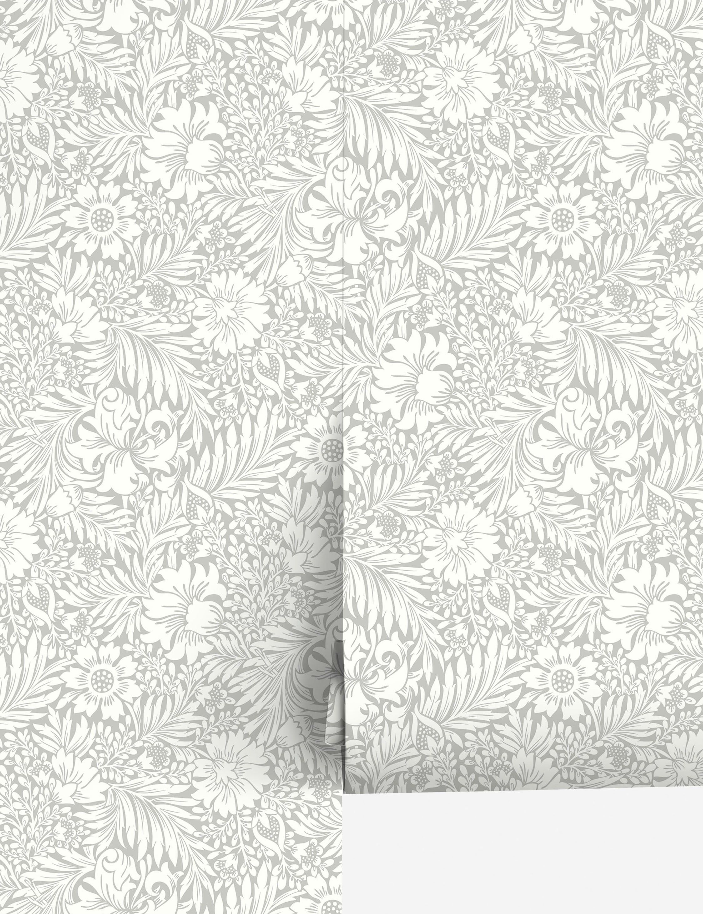 Mist Gray Floral Peel and Stick Vinyl Wallpaper