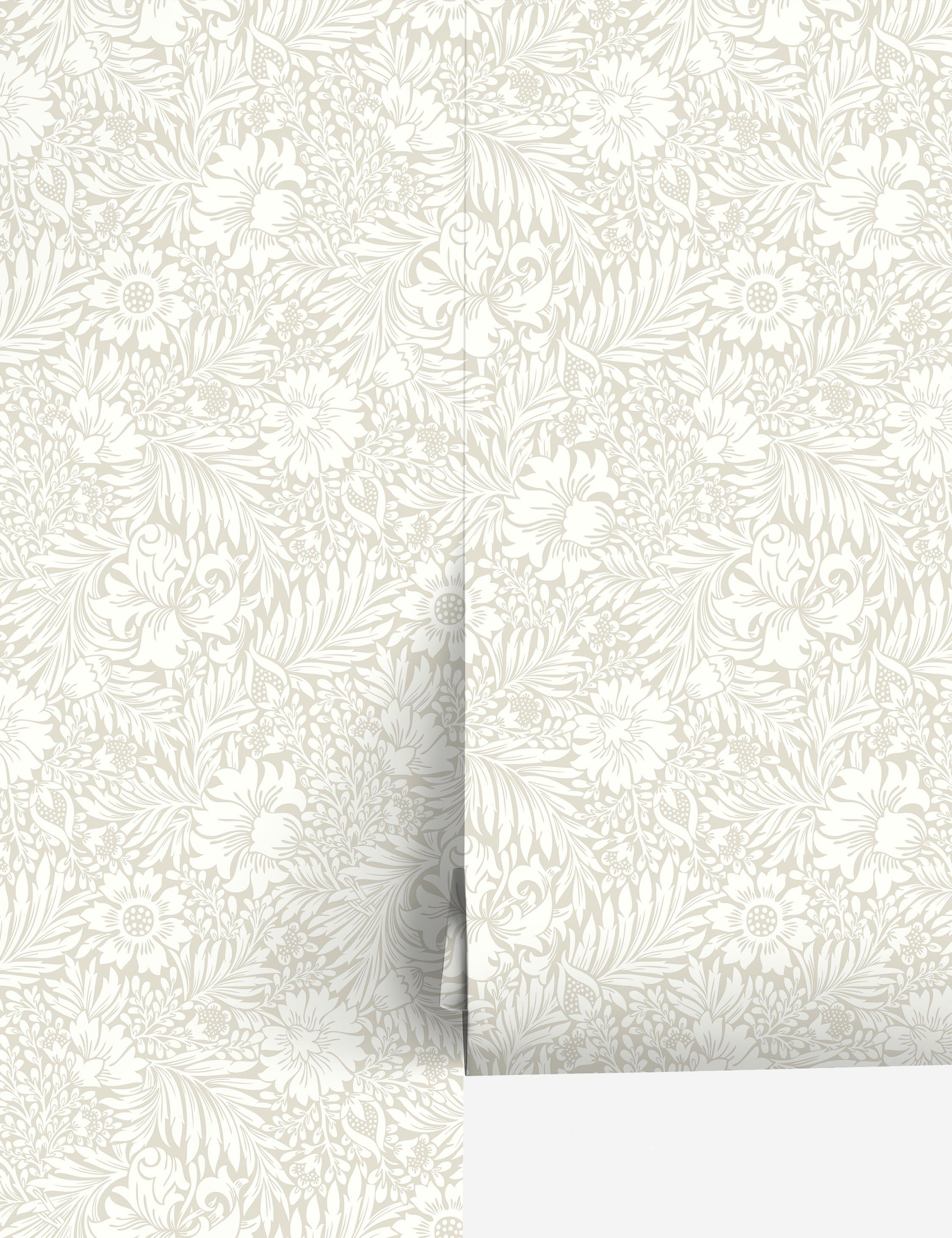 Wicker Beige Floral Peel and Stick Wallpaper