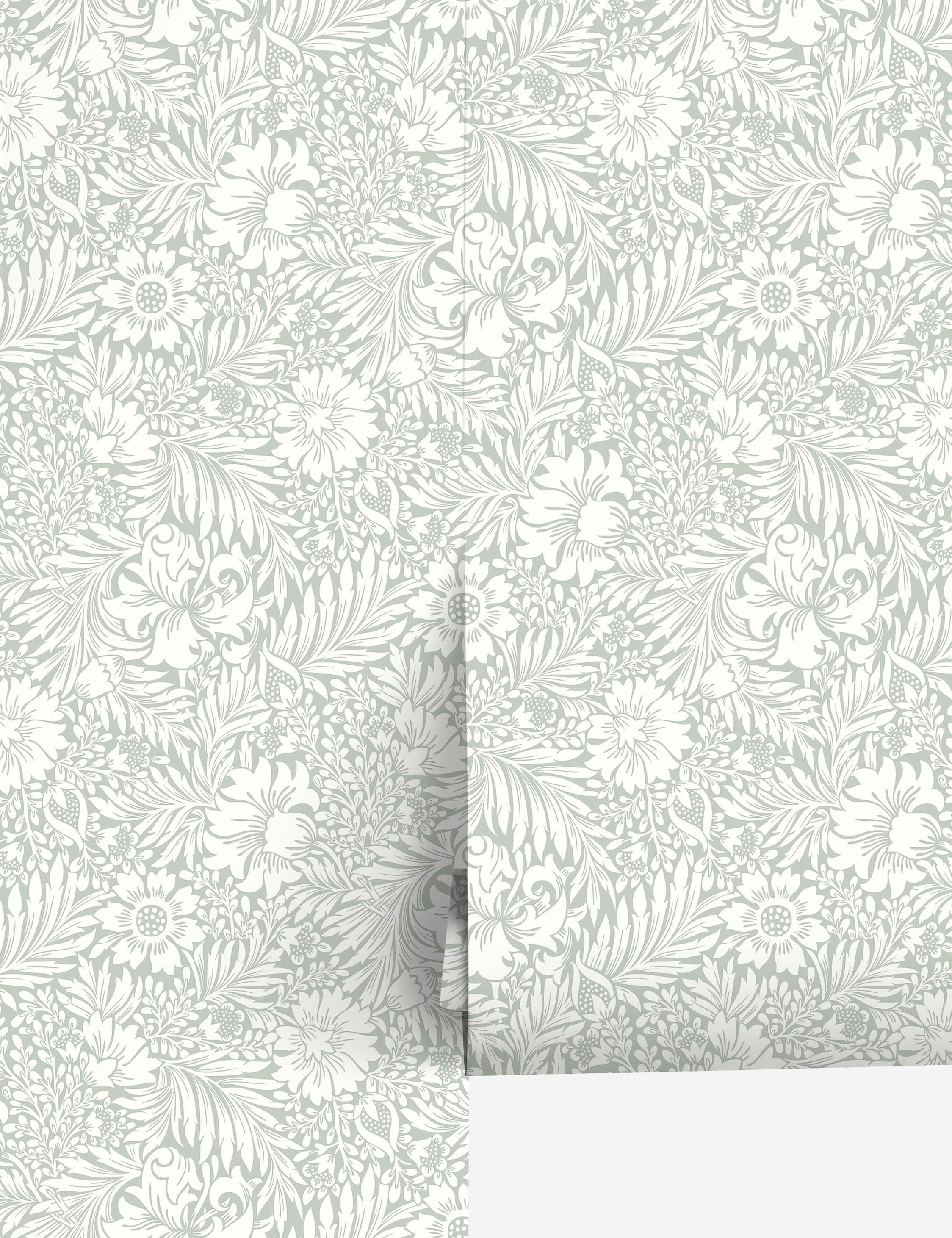 Vintage Duck Egg Floral Peel and Stick Wallpaper