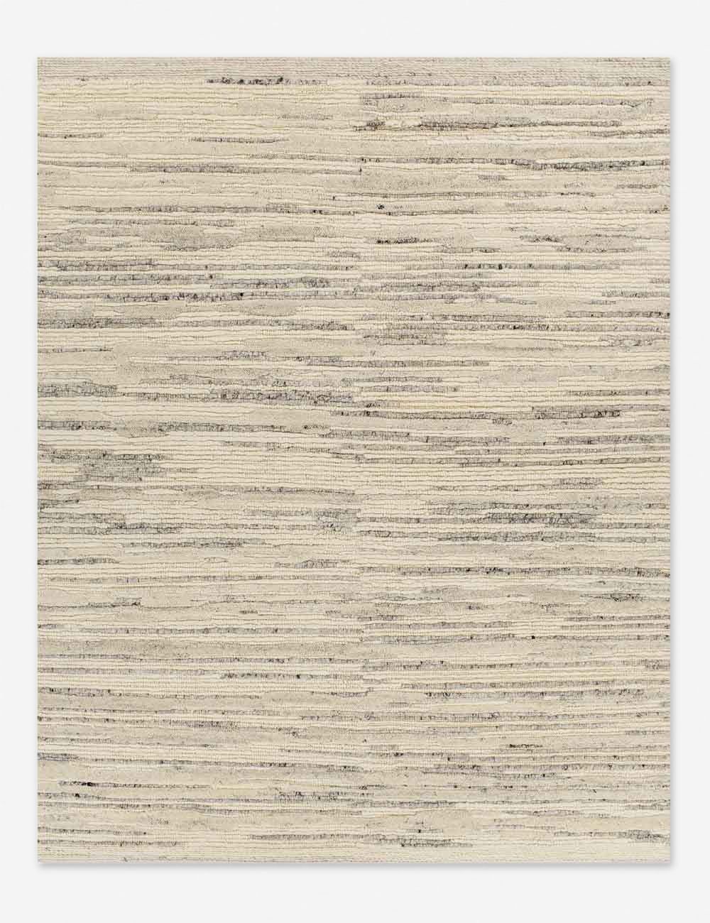 Handwoven Gray Wool Rectangular Rug 5' x 7' - Easy Care