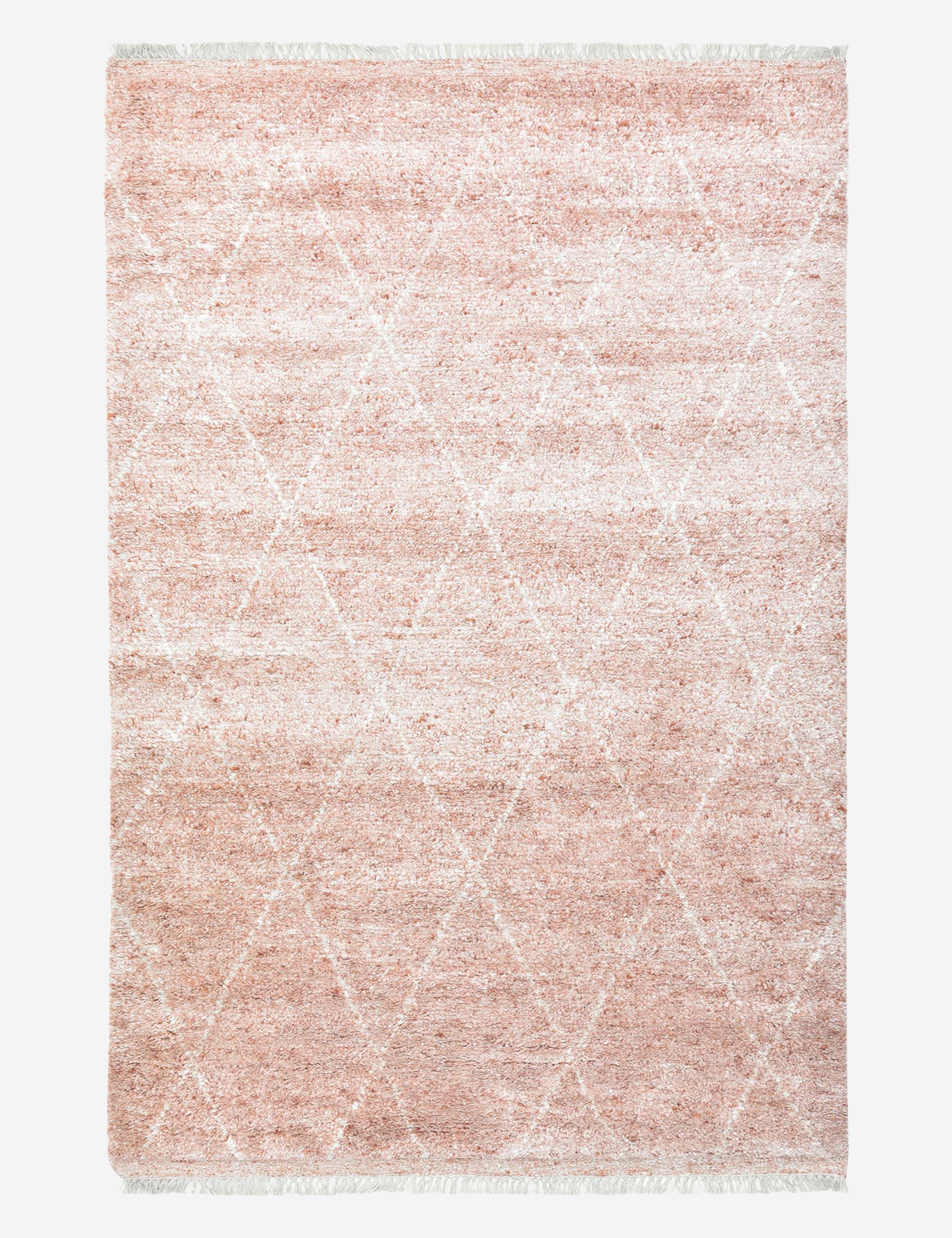 Hand-Knotted Red Geometric Wool Shag Rug, 5' x 8'