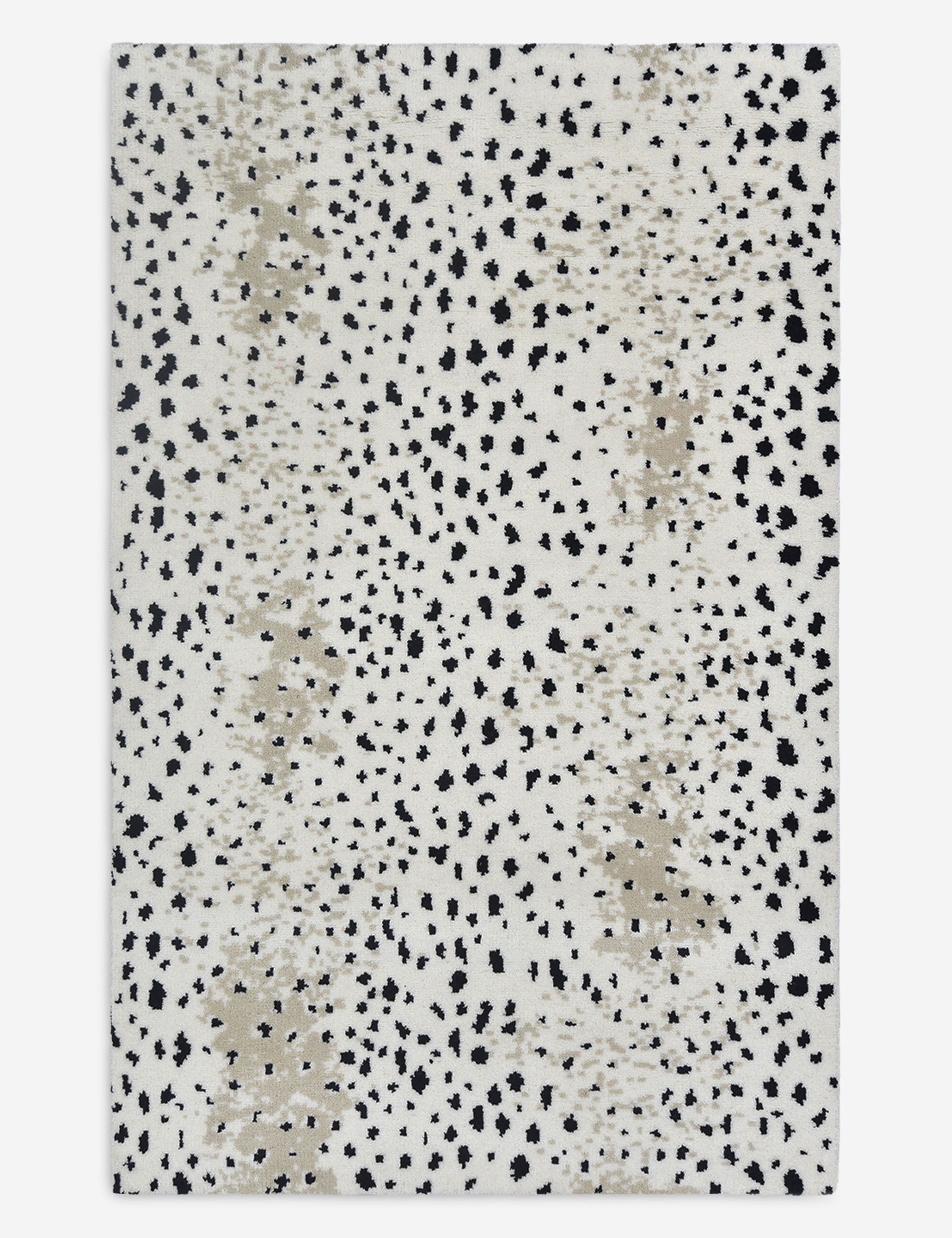 Ivory and Black Hand-Knotted Wool 8' x 10' Area Rug