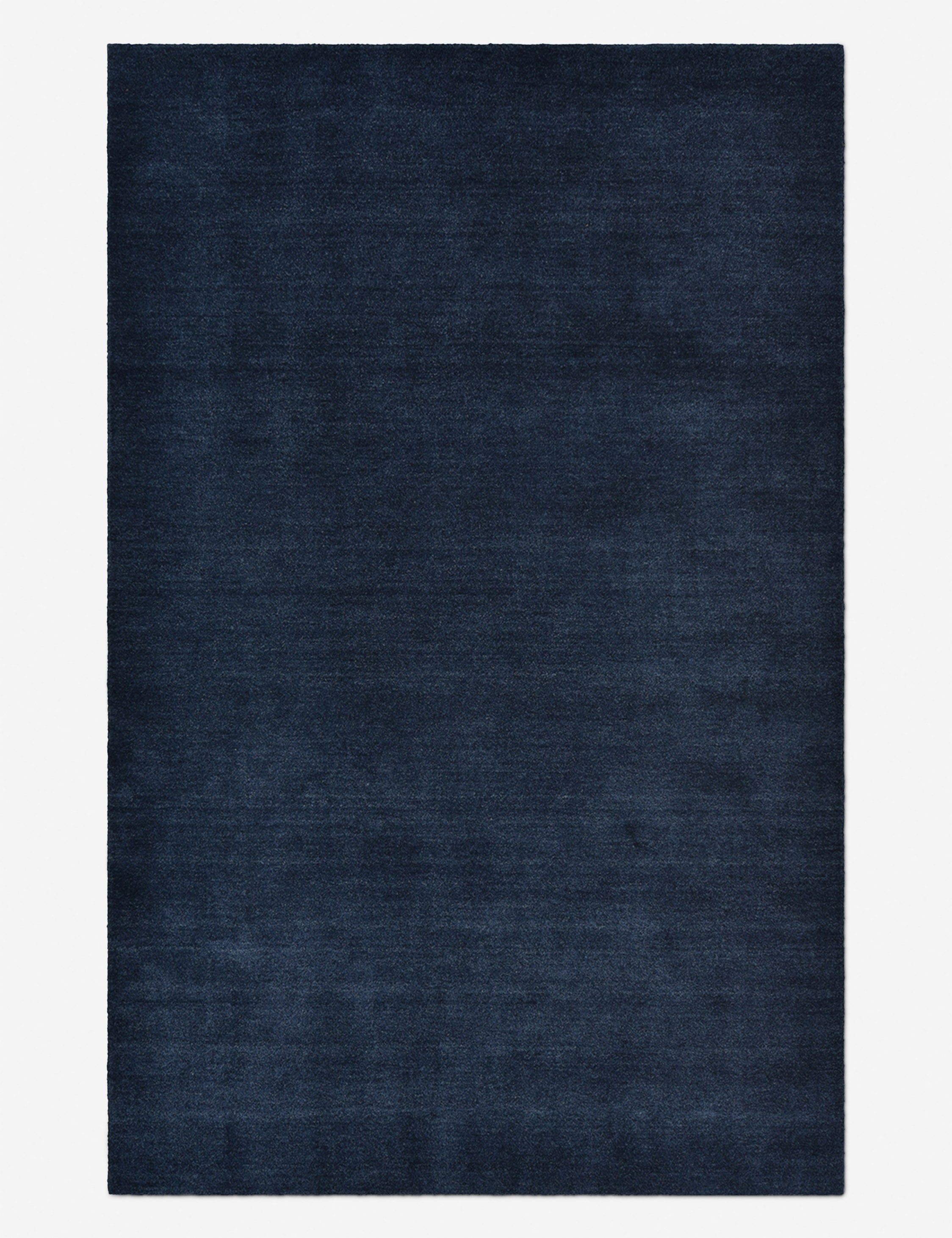 Handmade Blue Wool-Blend Rectangular 8' x 10' Rug