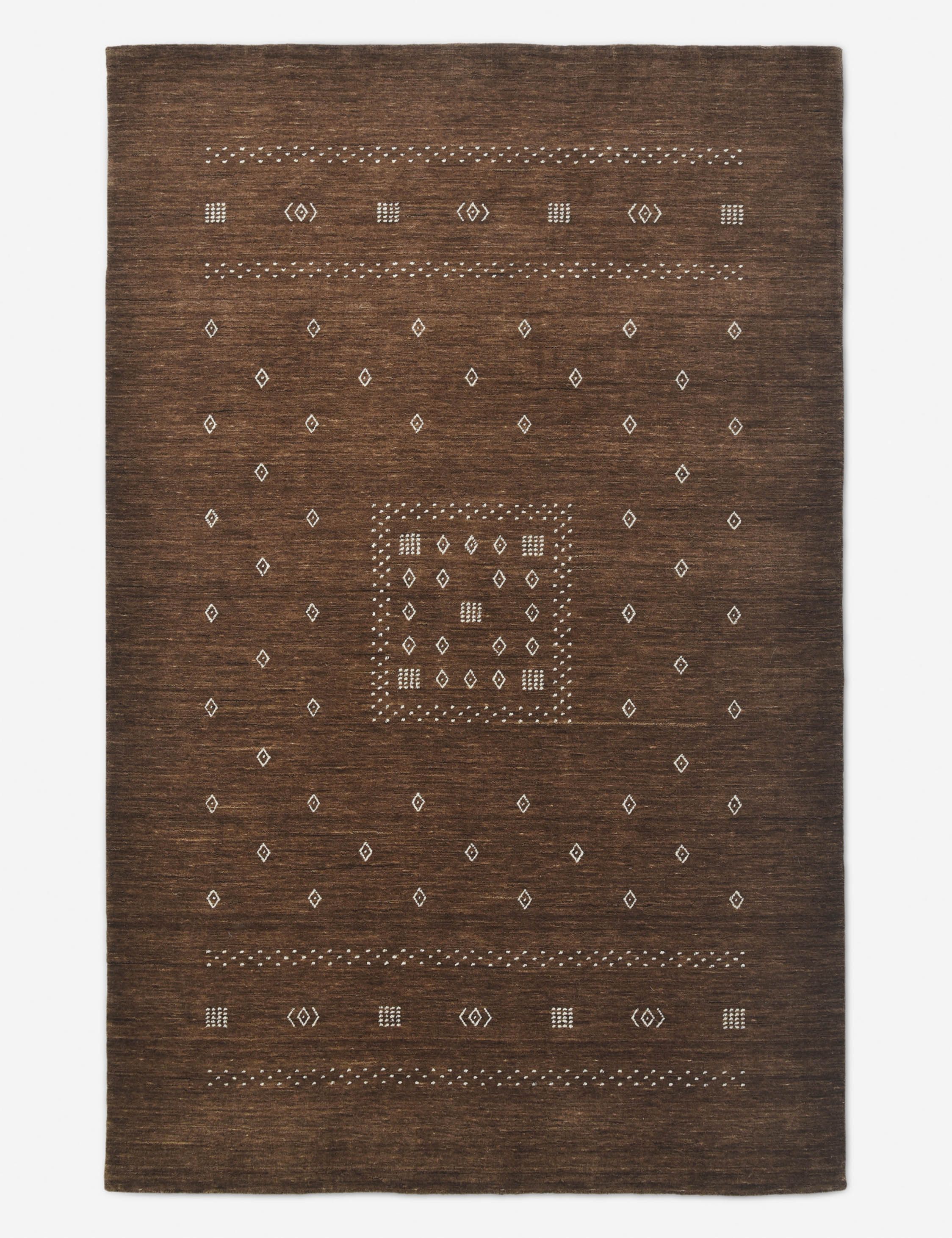 Hand-Knotted Brown Wool Geometric 8' x 10' Rug