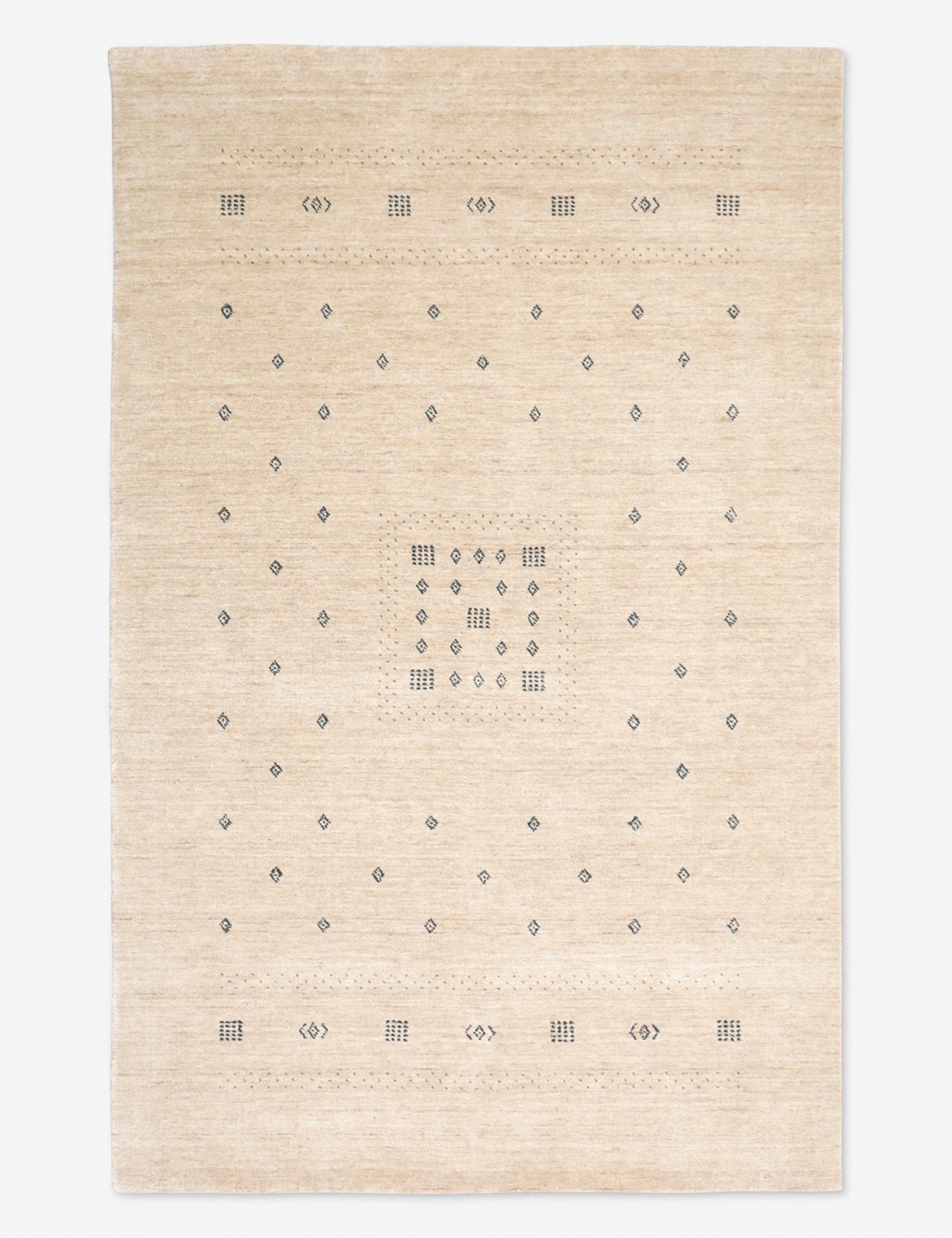 Handmade Beige Geometric Wool 5' x 8' Area Rug