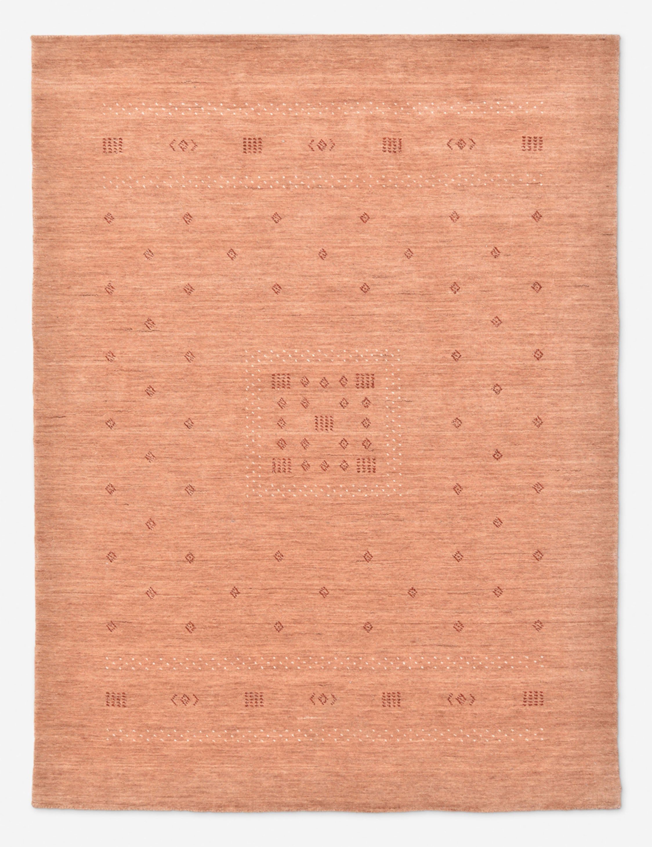 Peach Geometric Hand-Knotted Wool 9' x 12' Area Rug