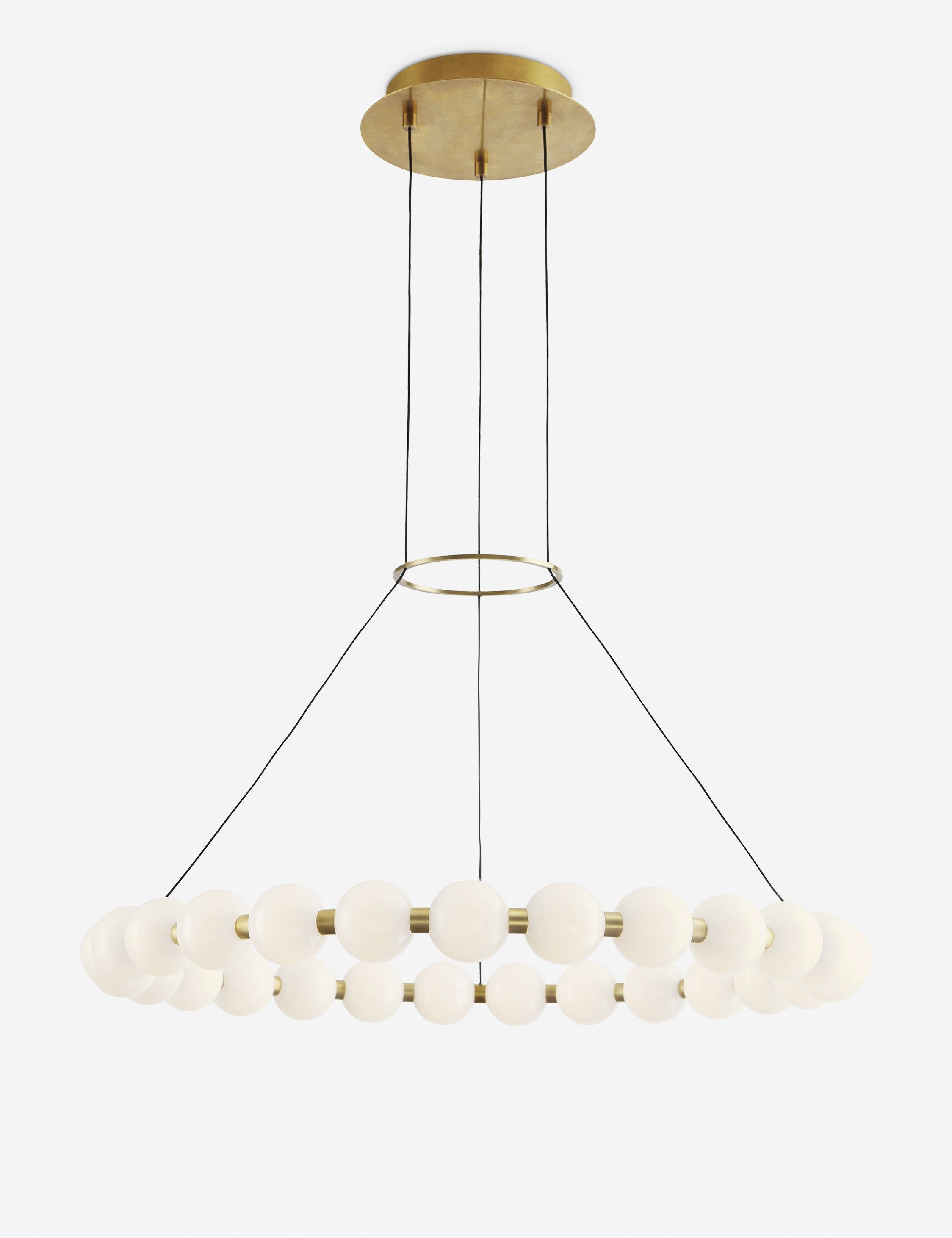 Natural Brass 30" LED Chandelier with Milk-Glass Globes