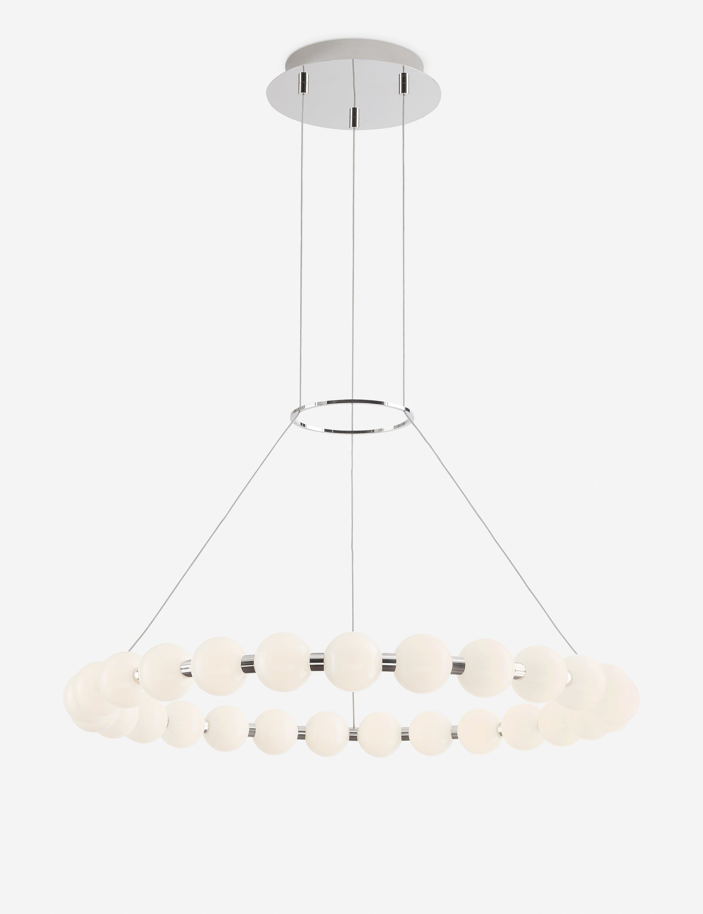 Orbet 30 Polished Nickel LED Chandelier with Milk-Glass Orbs