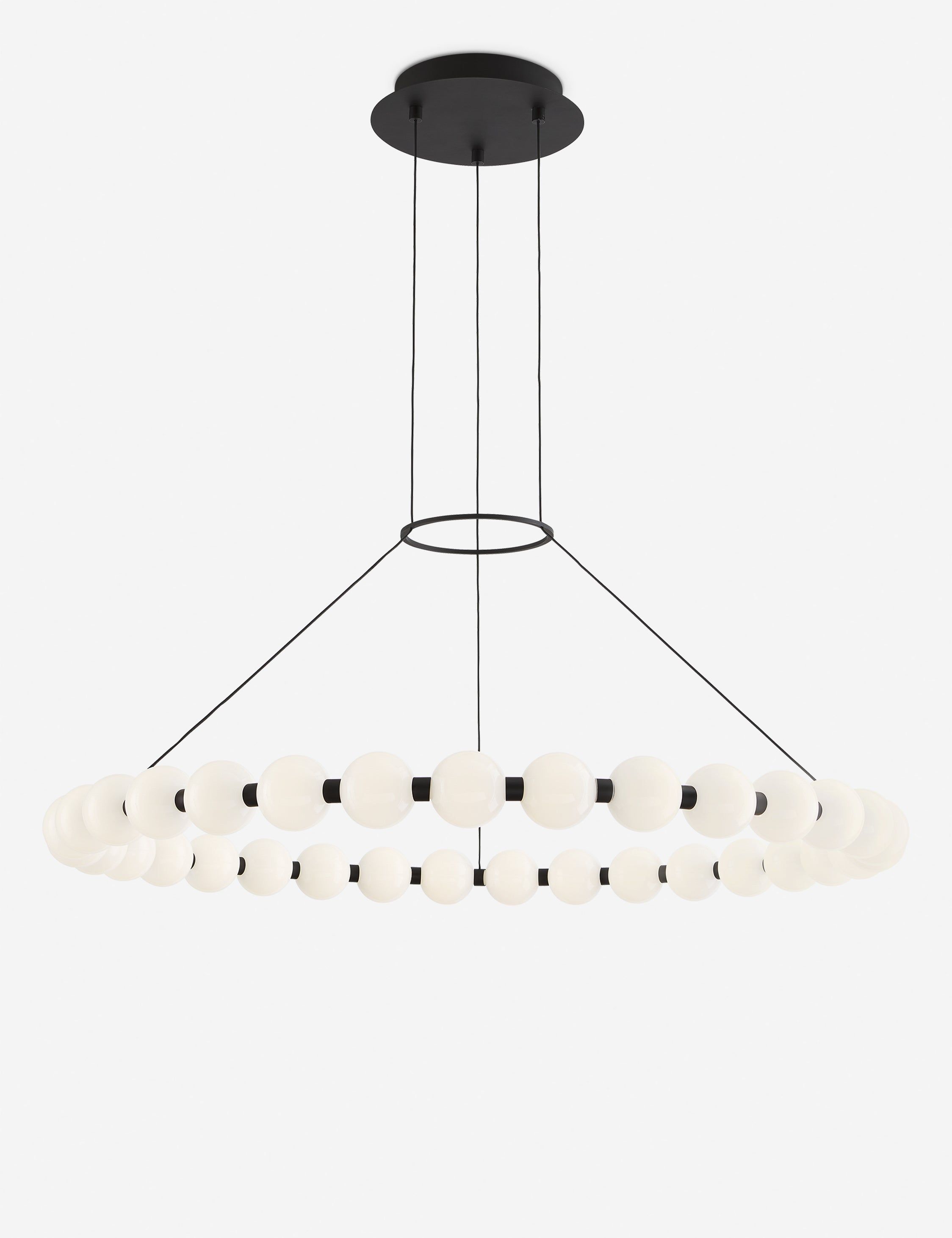 Nightshade Black 36" LED Chandelier with Milk-Glass Globes