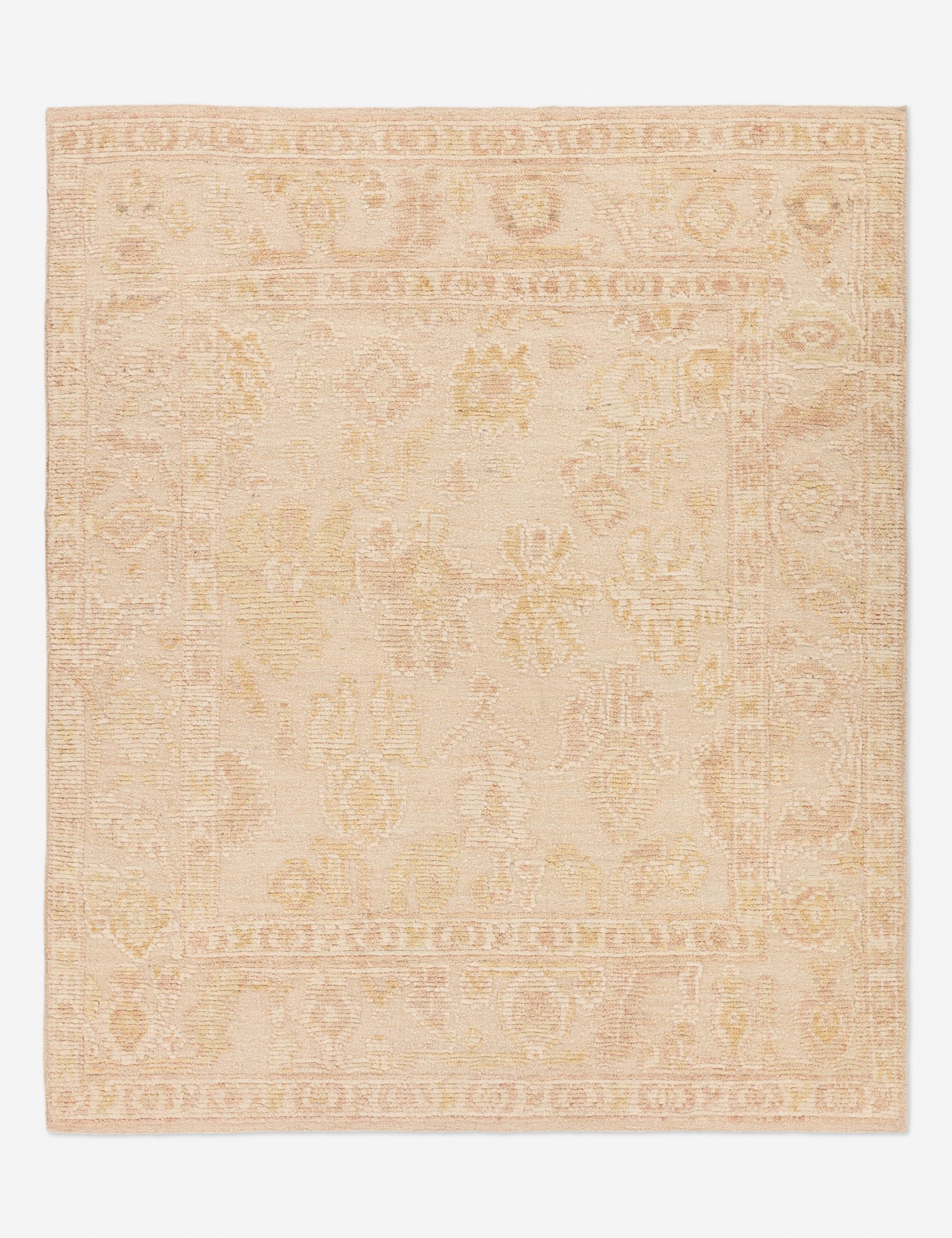 Cream and Beige Hand-Knotted Wool 6' x 9' Rug