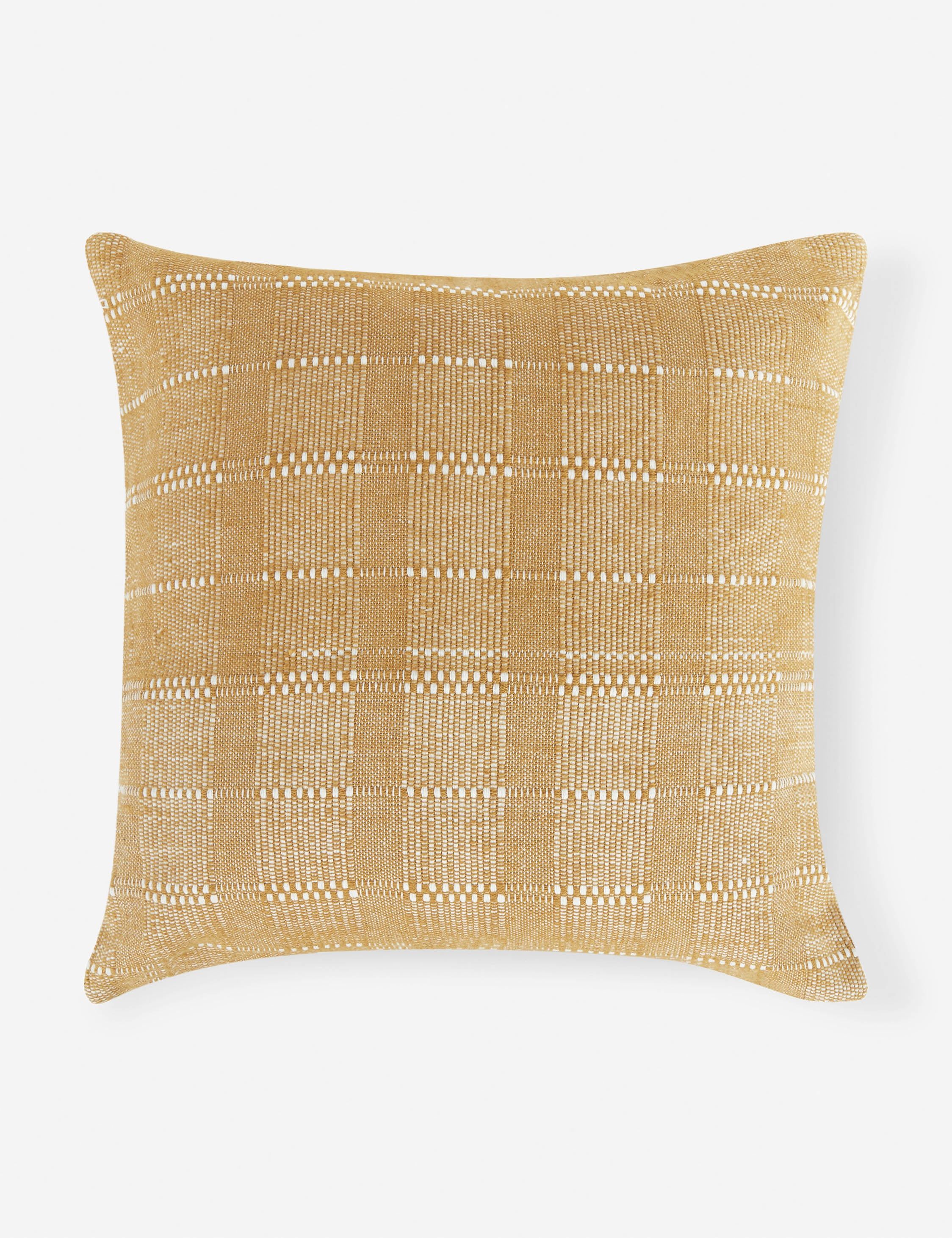 Eli 22" Gold Woven Square Throw Pillow