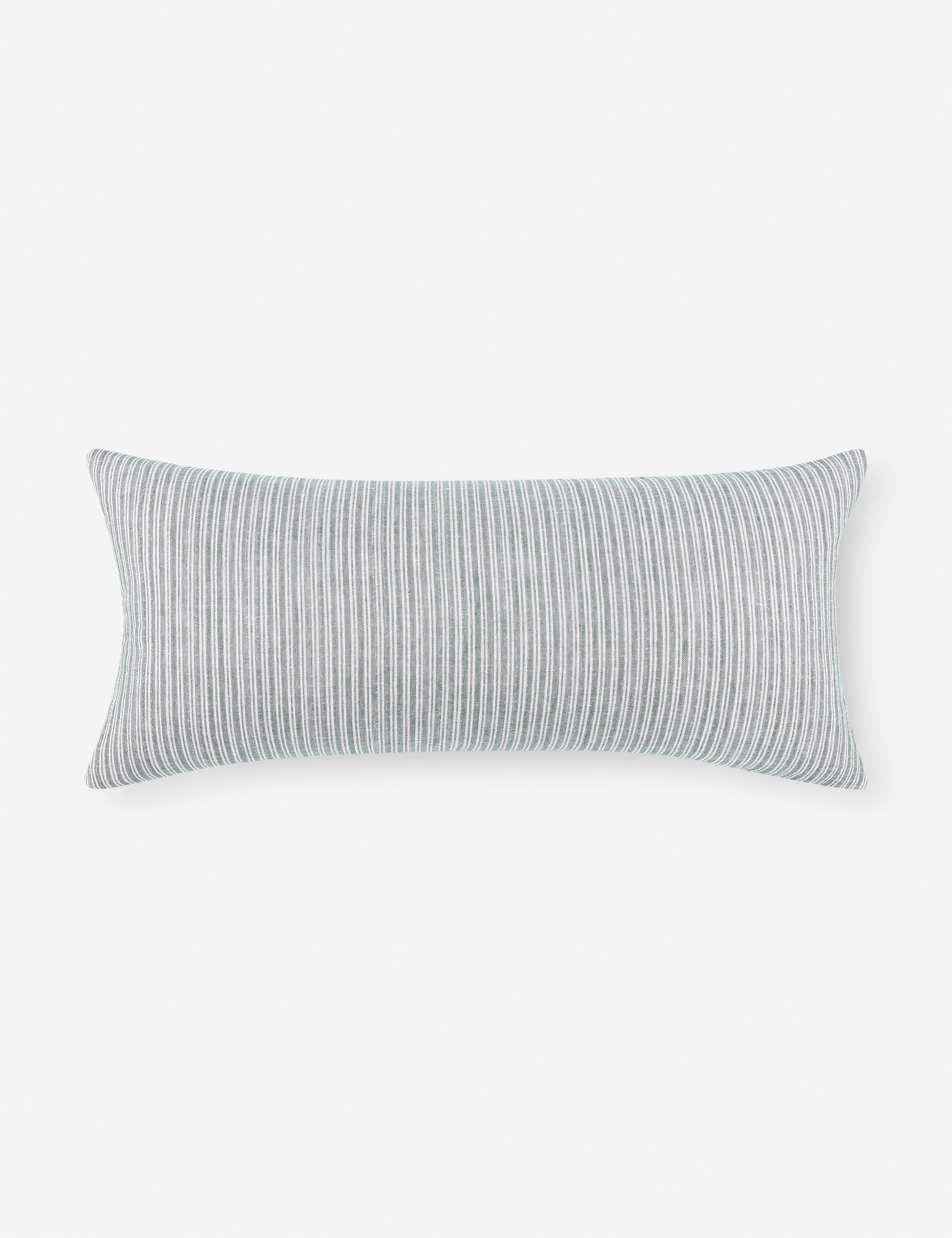 Ash Blue Striped Lumbar Throw Pillow