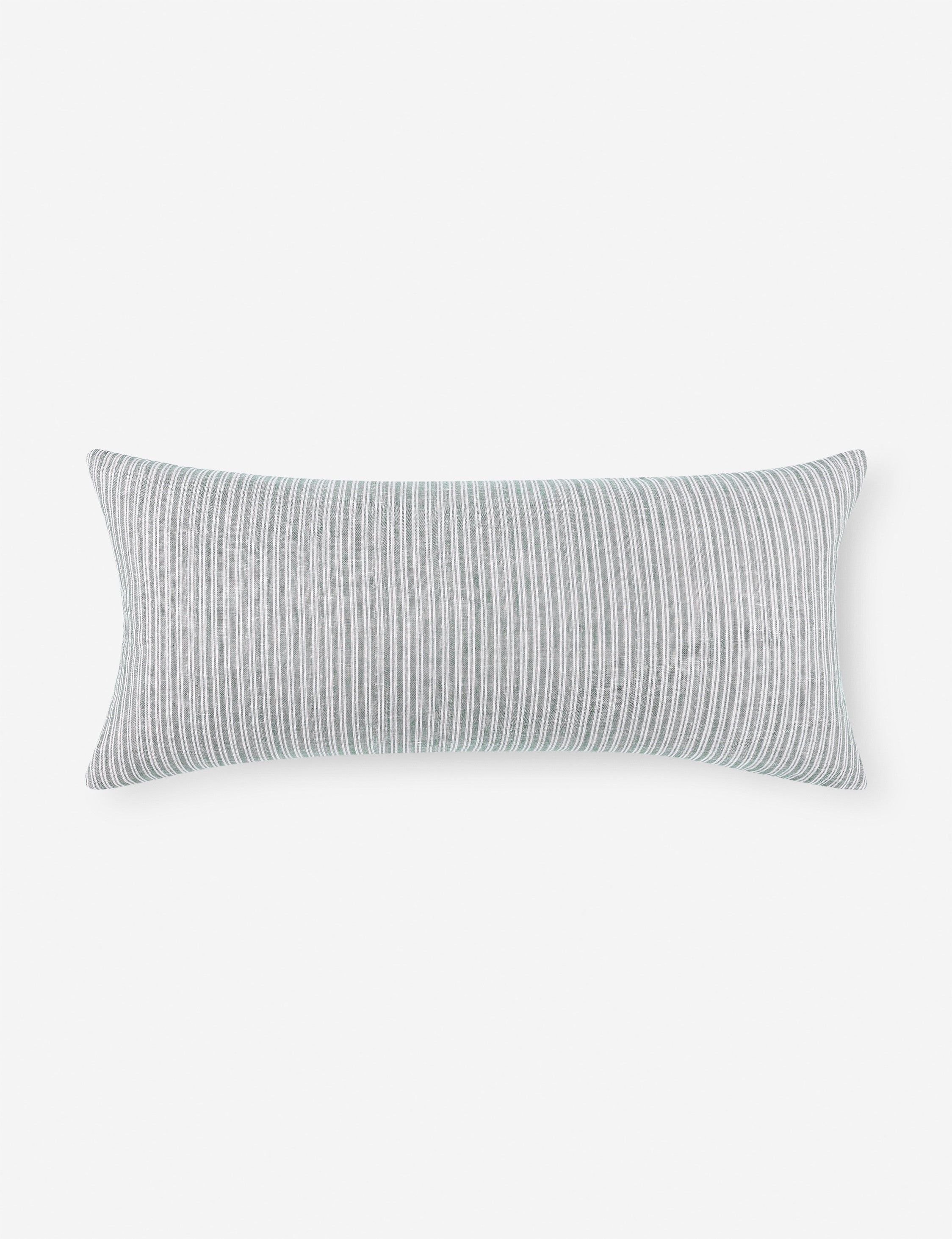 Ash Blue Striped Lumbar Throw Pillow