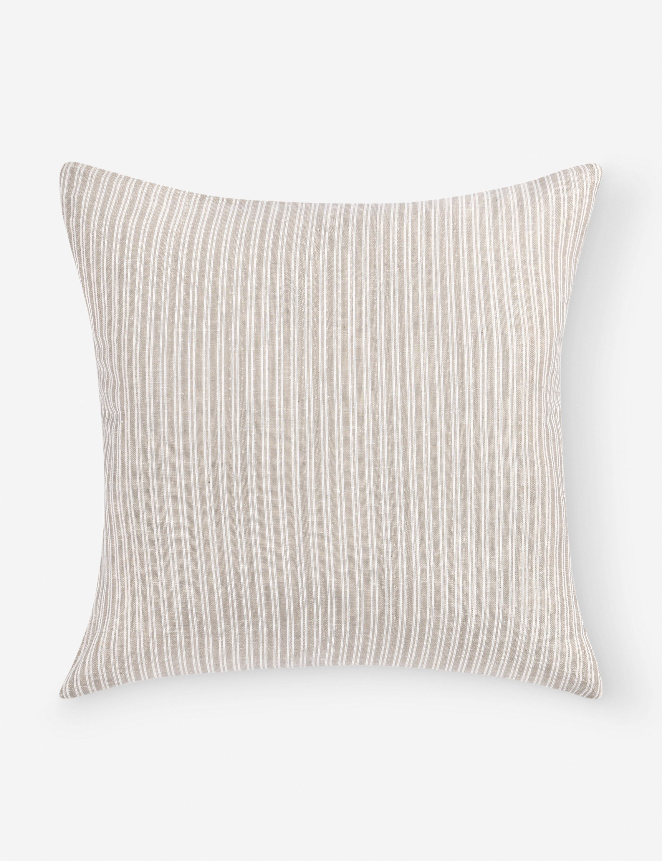 Natural Striped Square Throw Pillow