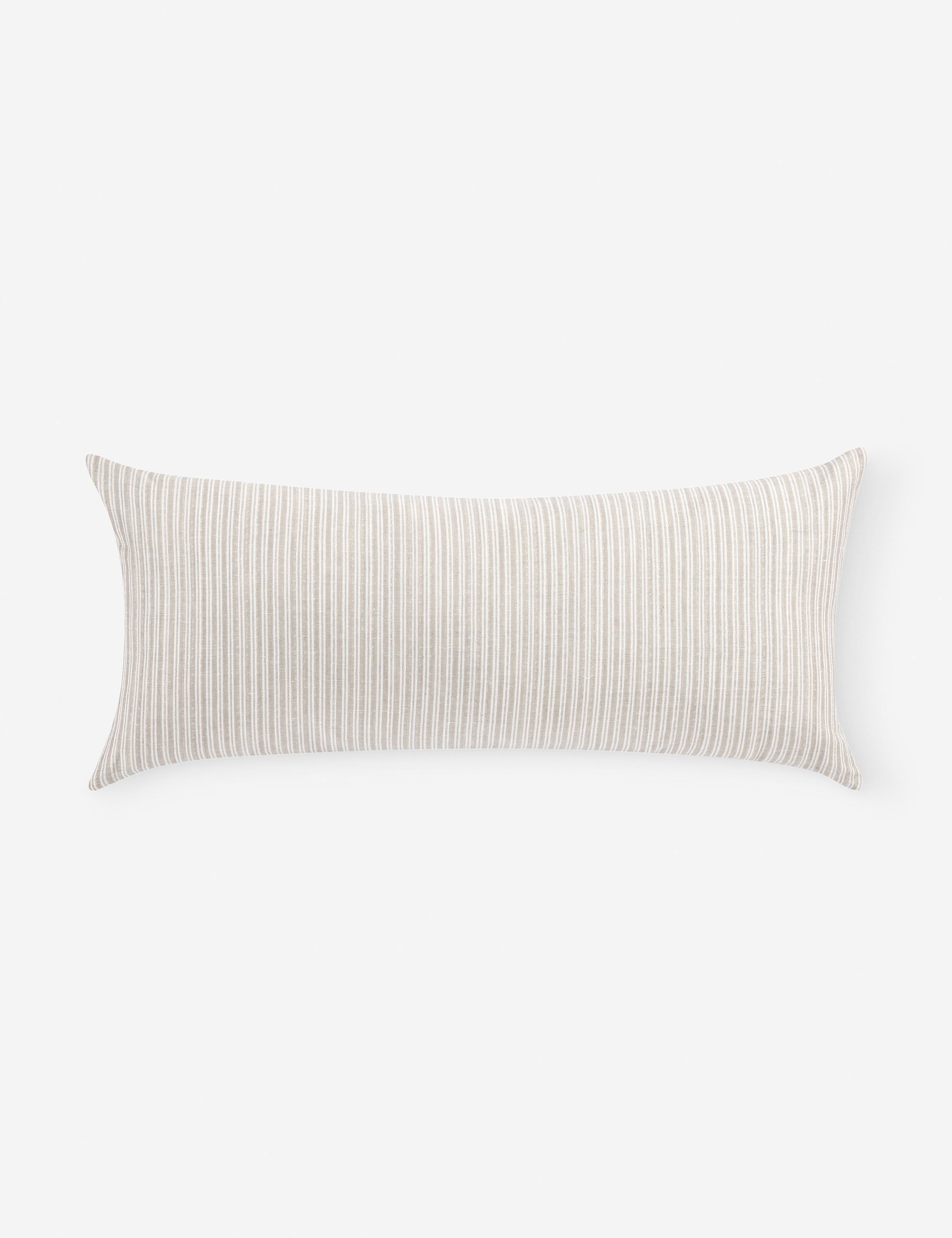 Natural Beige Cotton Linen Blend Rectangular Lumbar Pillow
