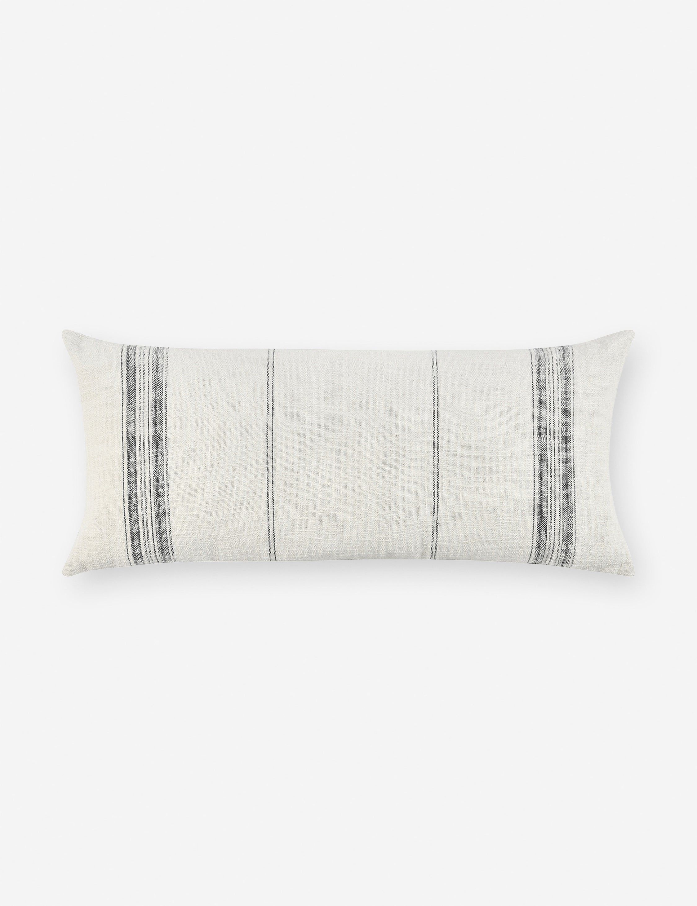 Ivory and Gray Cotton Long Lumbar Pillow