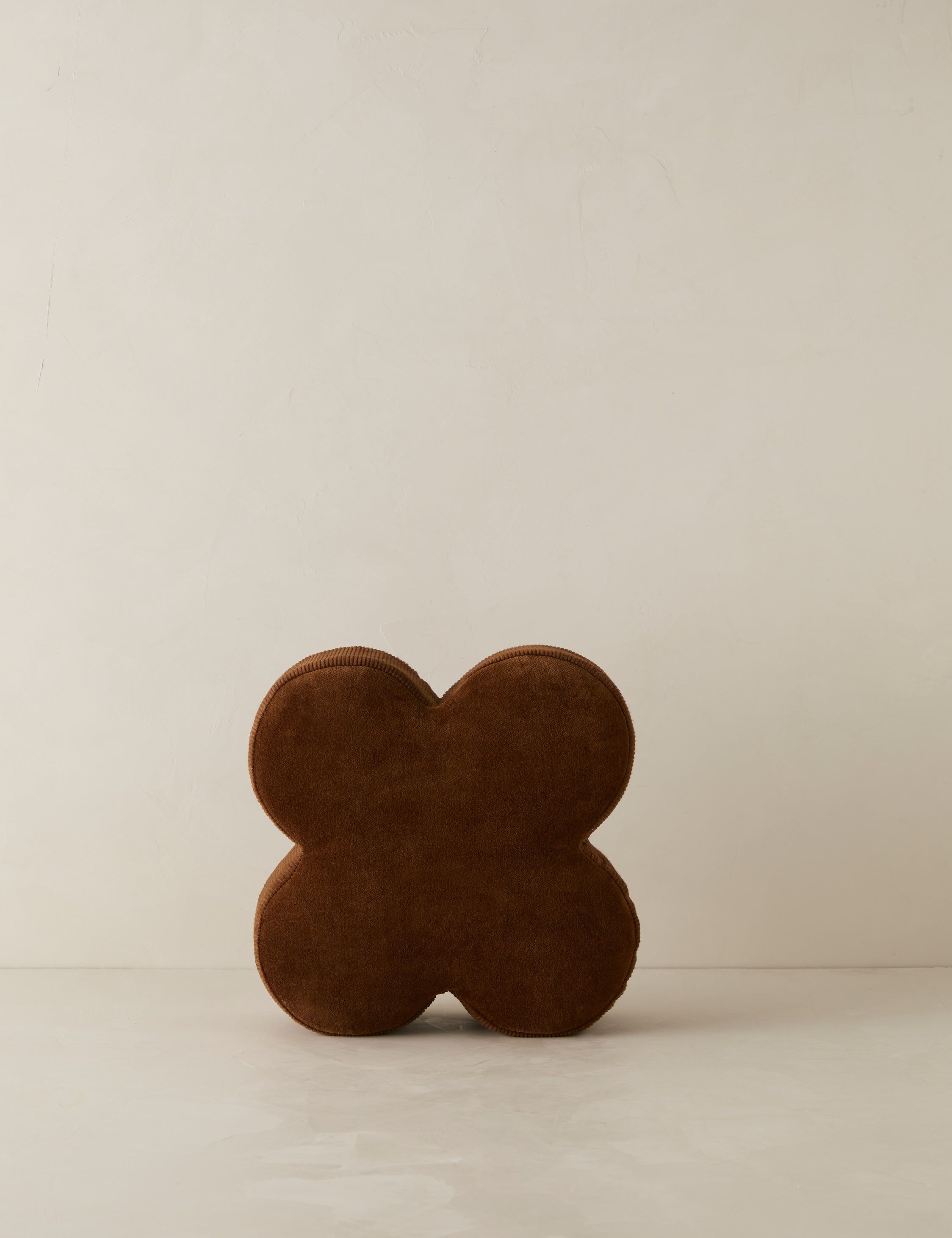 Cocoa Velvet Clover-Shaped Decorative Pillow