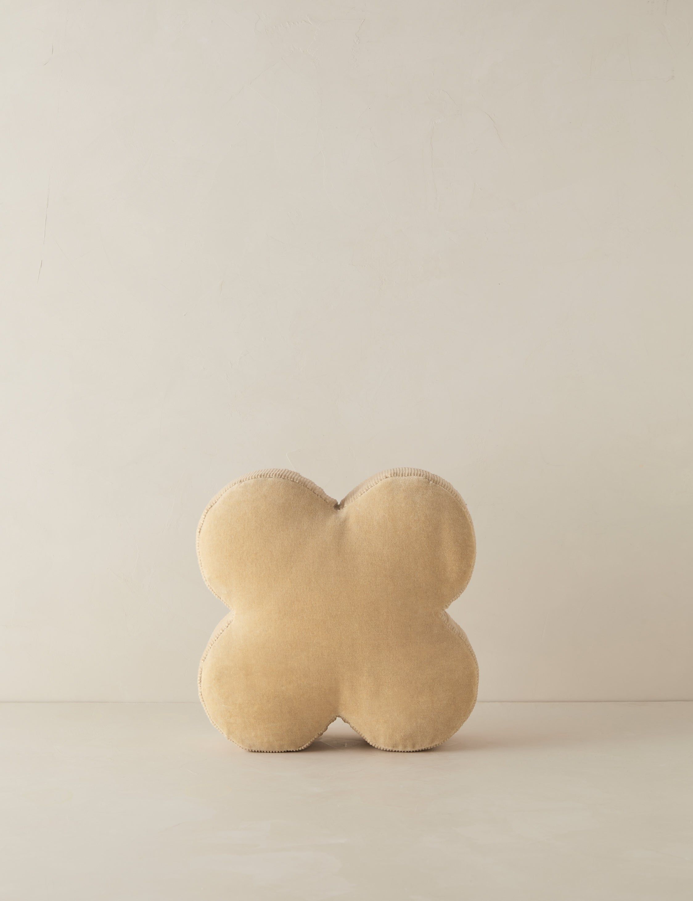 Light Beige Velvet Clover Pillow by Sarah Sherman Samuel