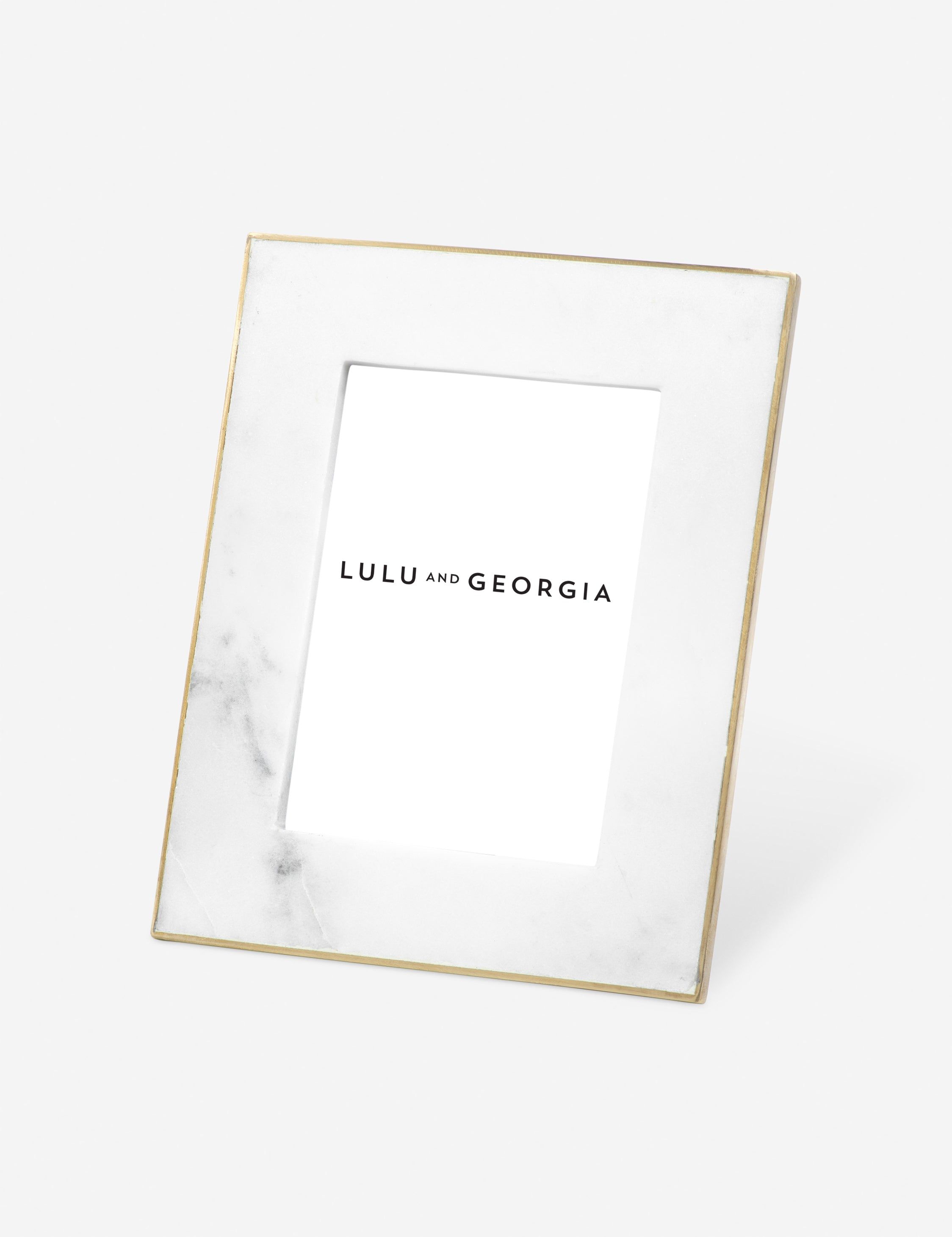 Elegant Gold-Edged White Marble Tabletop Photo Frame