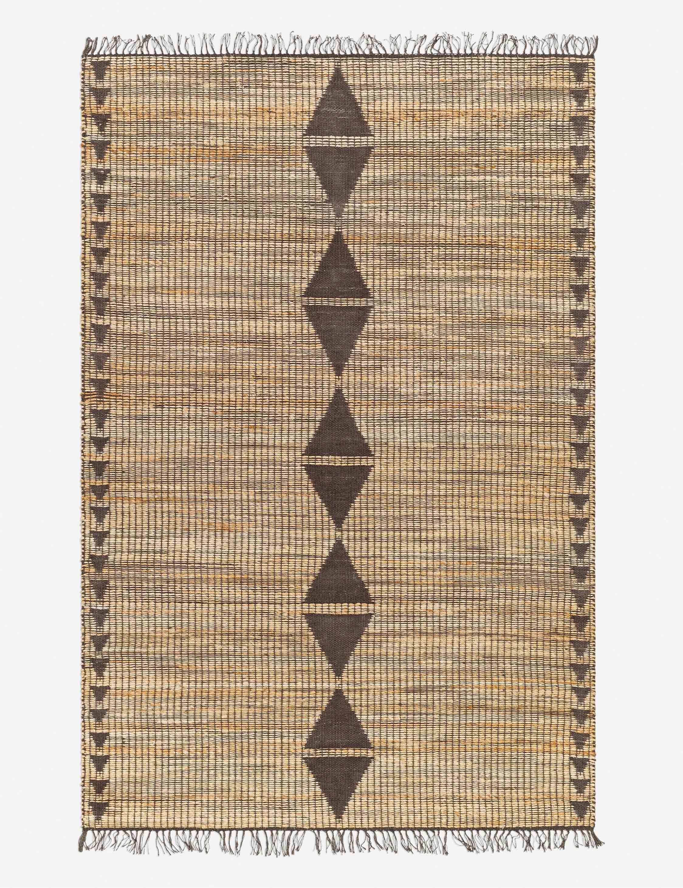 Handwoven Natural and Brown Geometric Jute Area Rug 5' x 7'