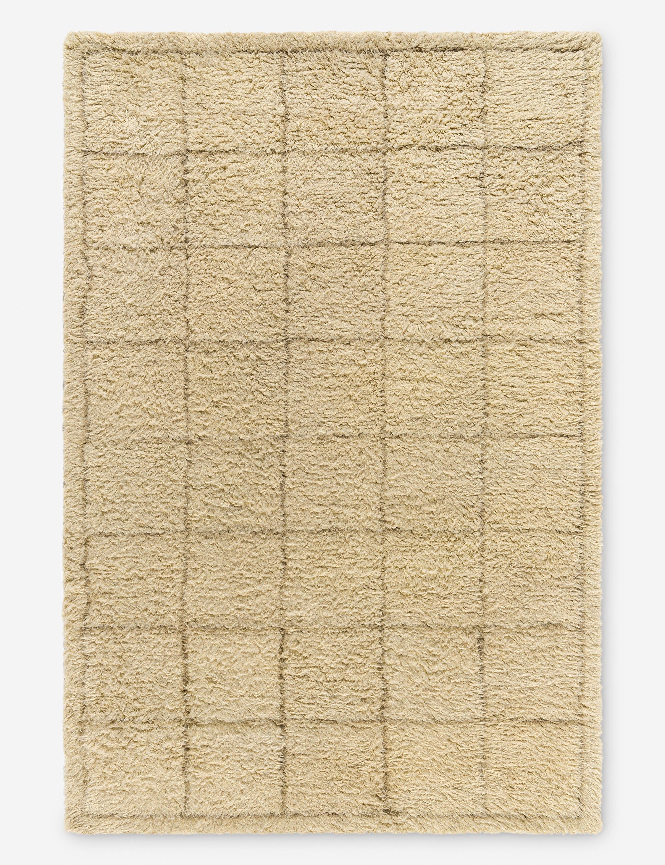 Handmade Beige Wool Rectangular 5' x 7' Tufted Rug