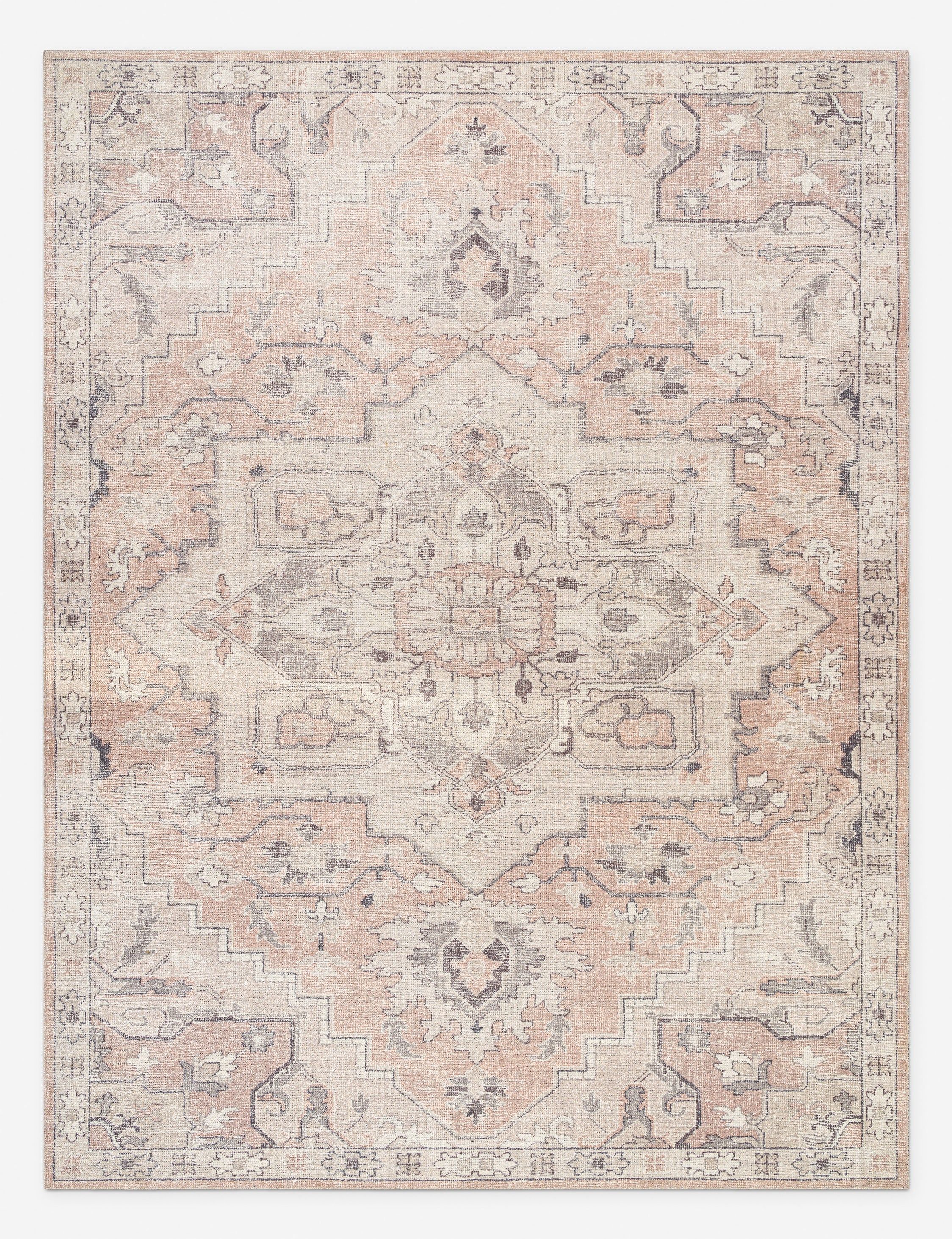 Elle Pink Synthetic Easy Care Rectangular Rug, 3'11" x 5'7"