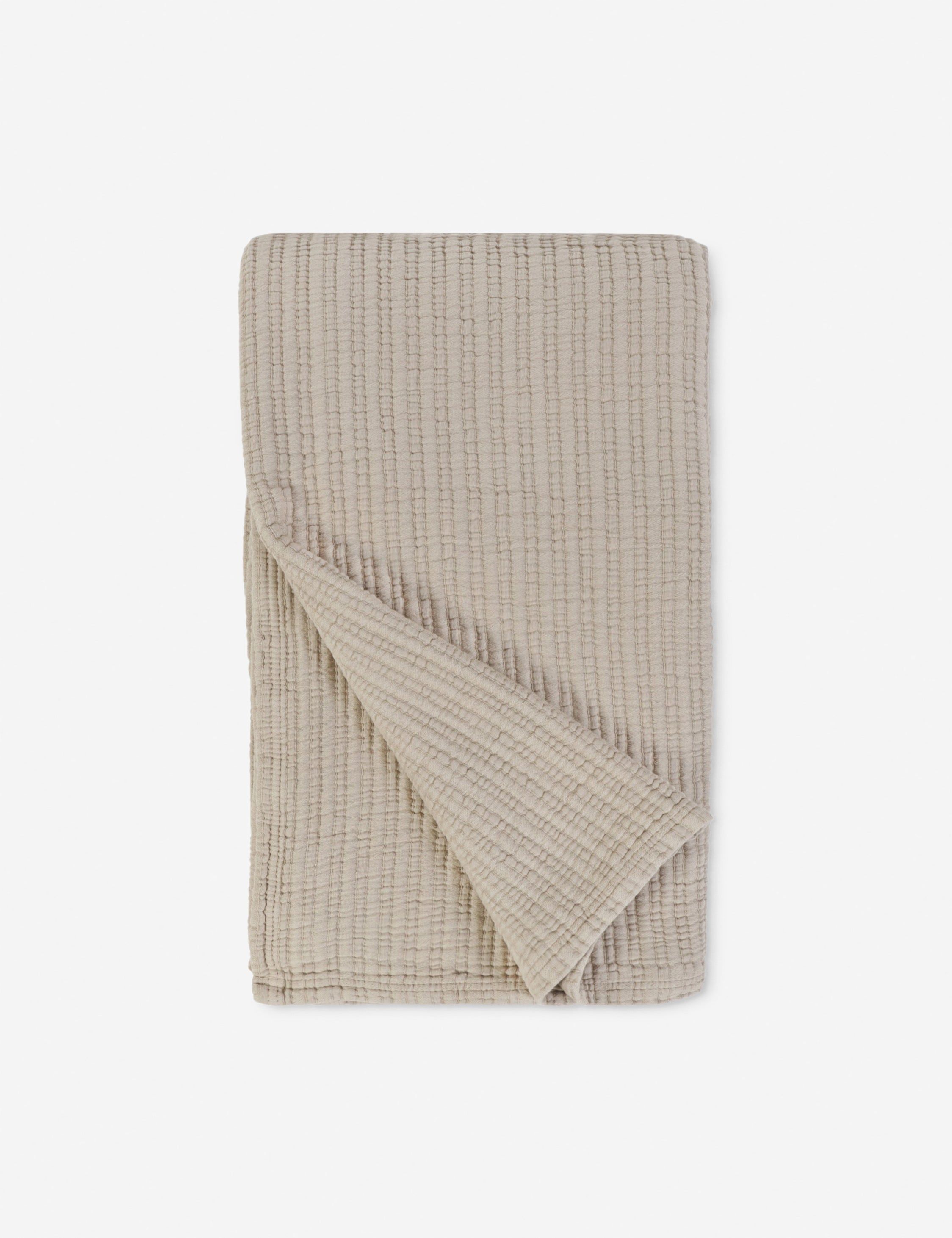 Chatham Natural King Cotton Matelasse Coverlet with Linear Ribbed Design