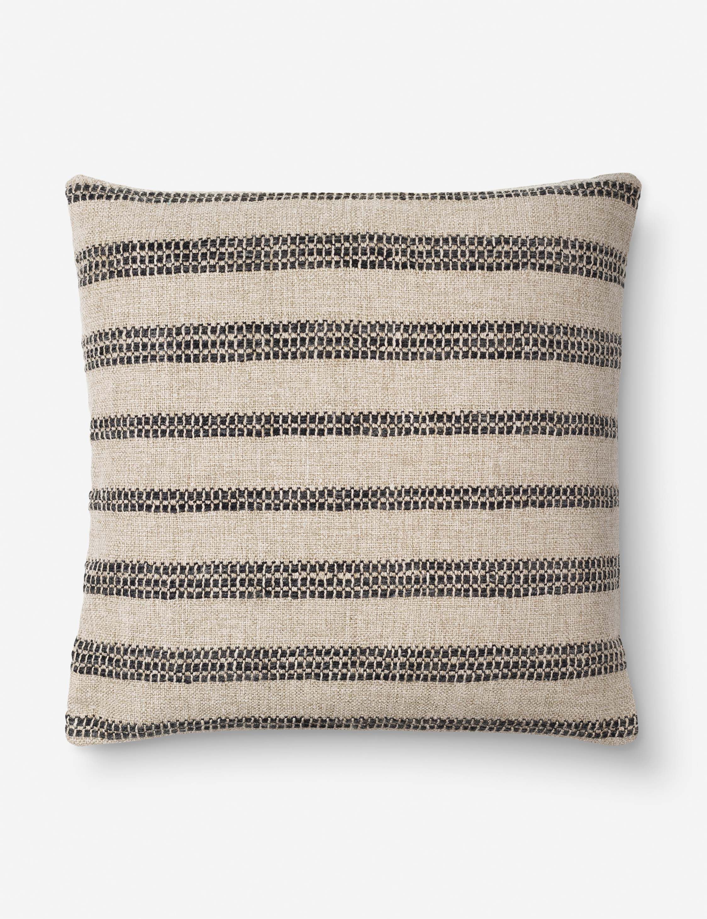 Natural and Black Striped Linen Throw Pillow - 20" x 20"