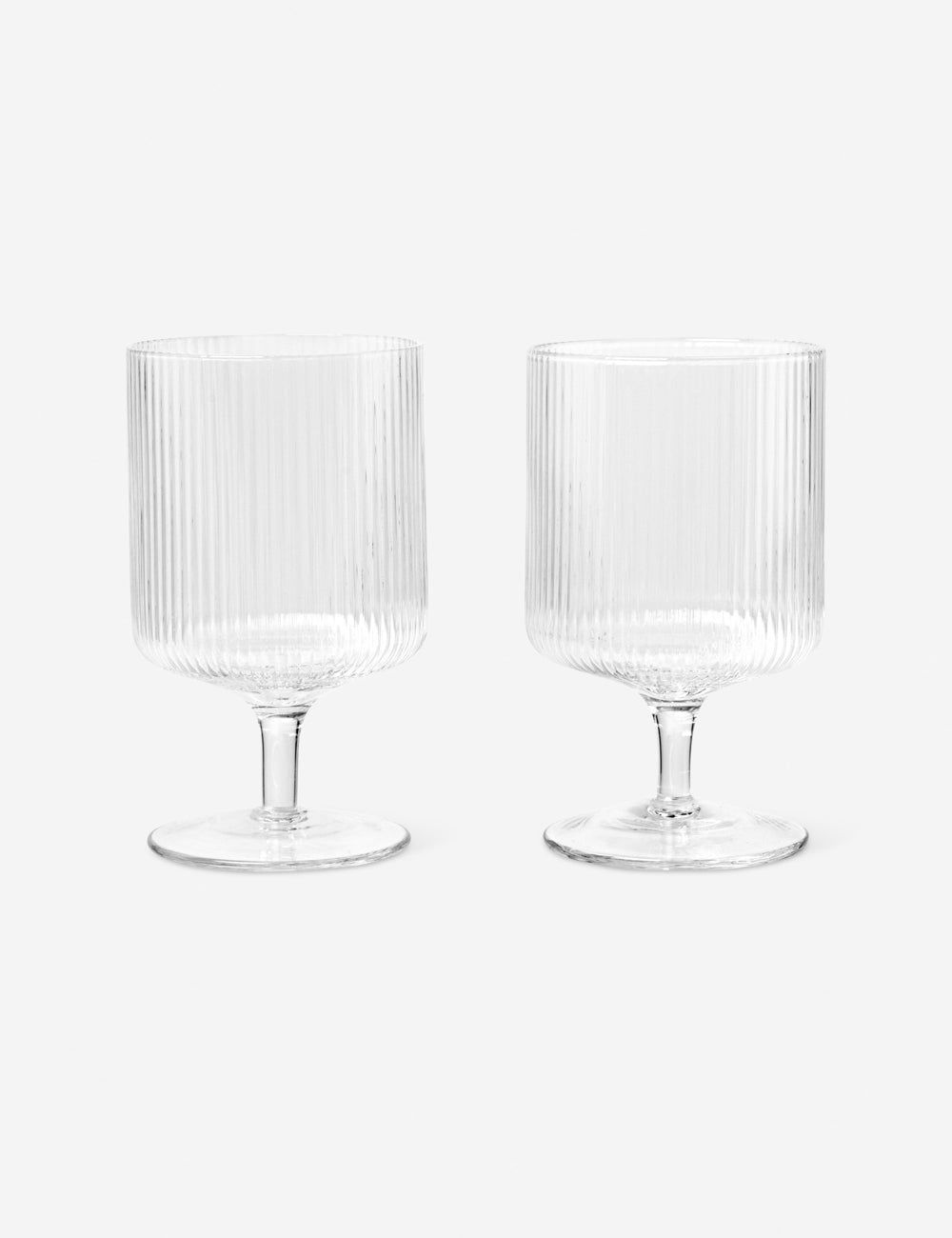 Clear Ripple Glass Wine Goblets - Set of 2