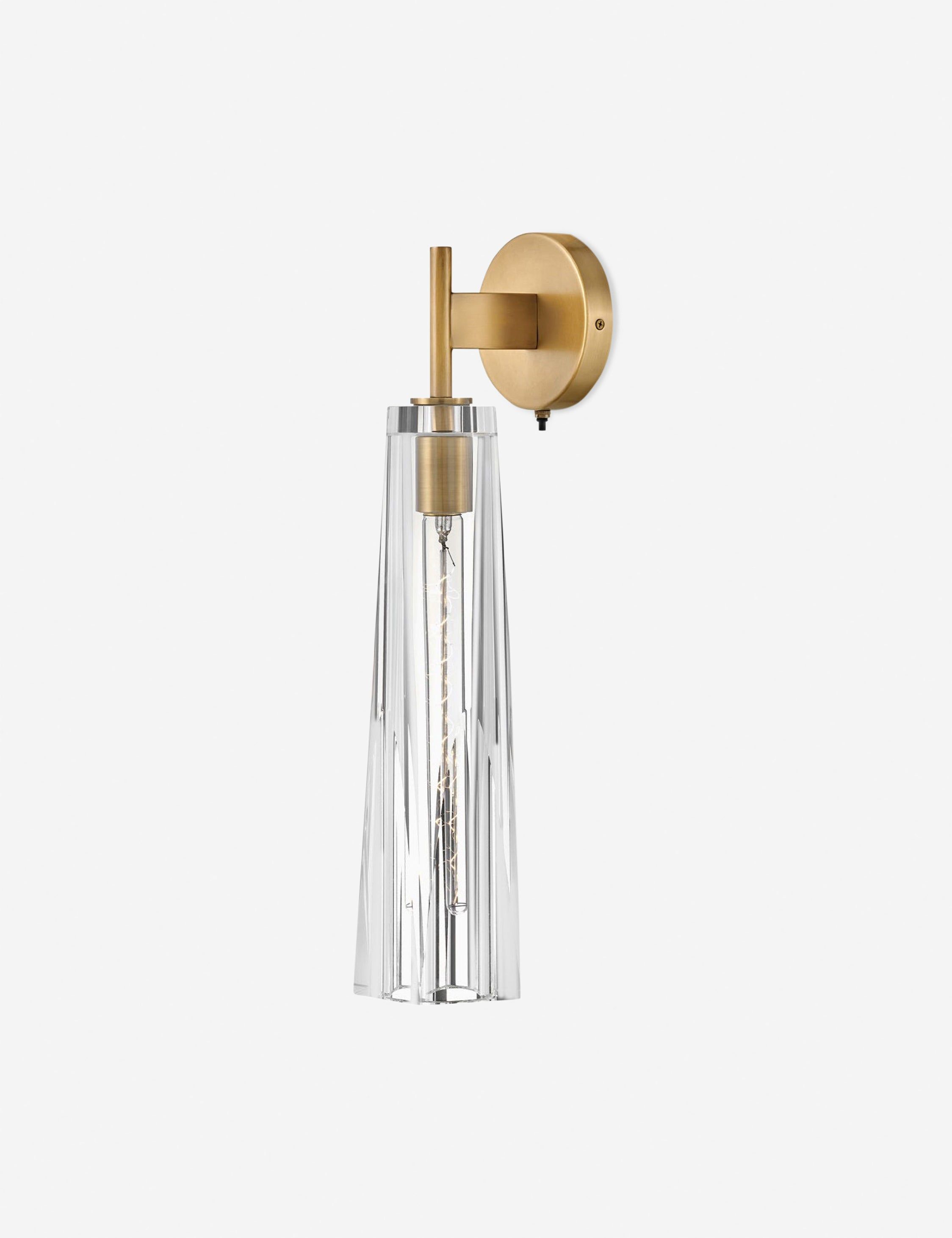 Heritage Brass Dimmable Wall Sconce with Clear Crystal Shade